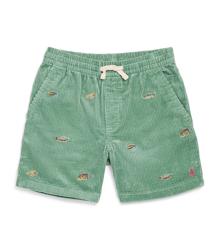 Ralph Lauren Kids Corduroy Embroidered Prepster Shorts (6-14 Years) Faded Mint Image 1