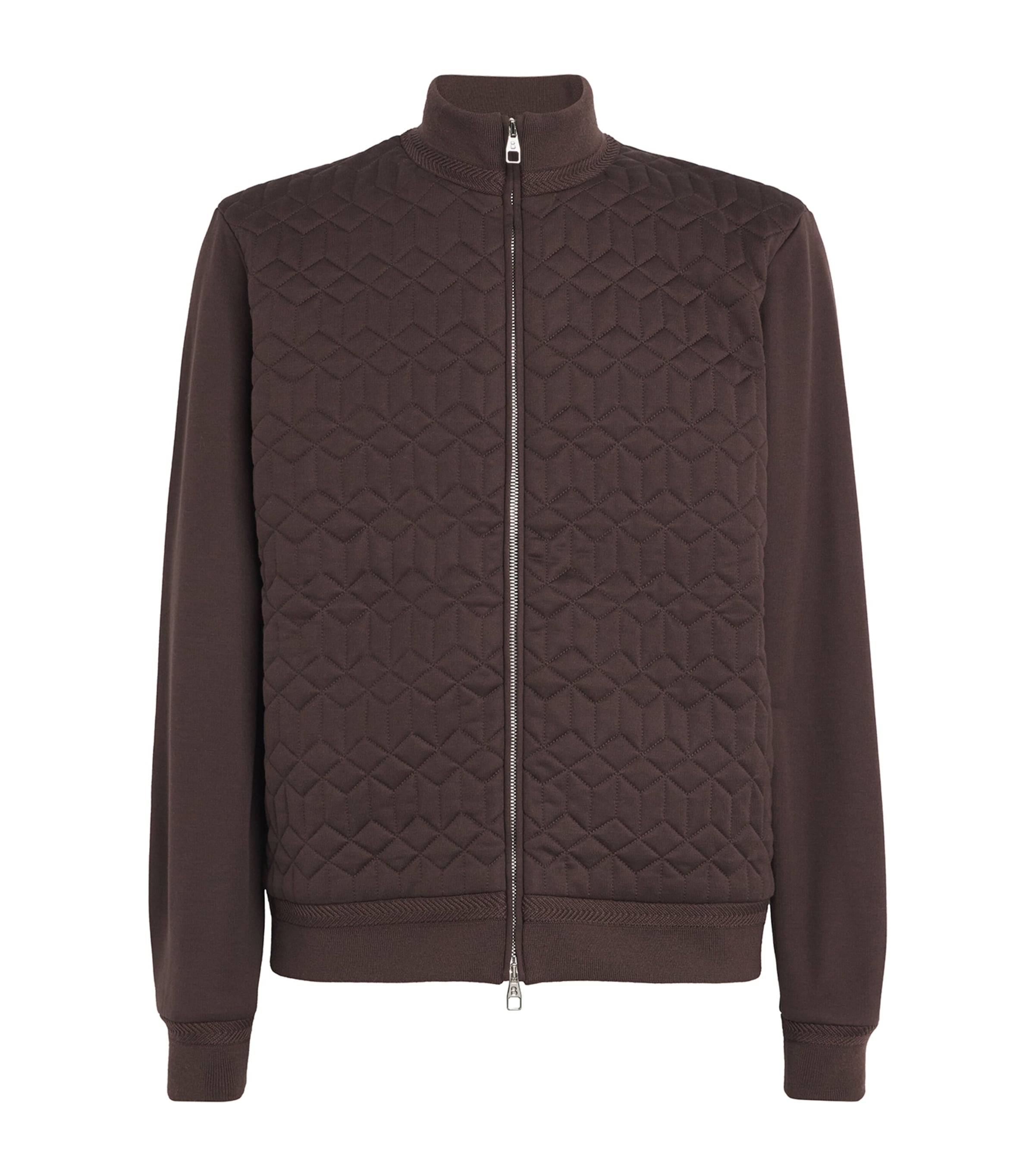 Brett Johnson Cotton-silk Quilted Bomber Jacket In Brown