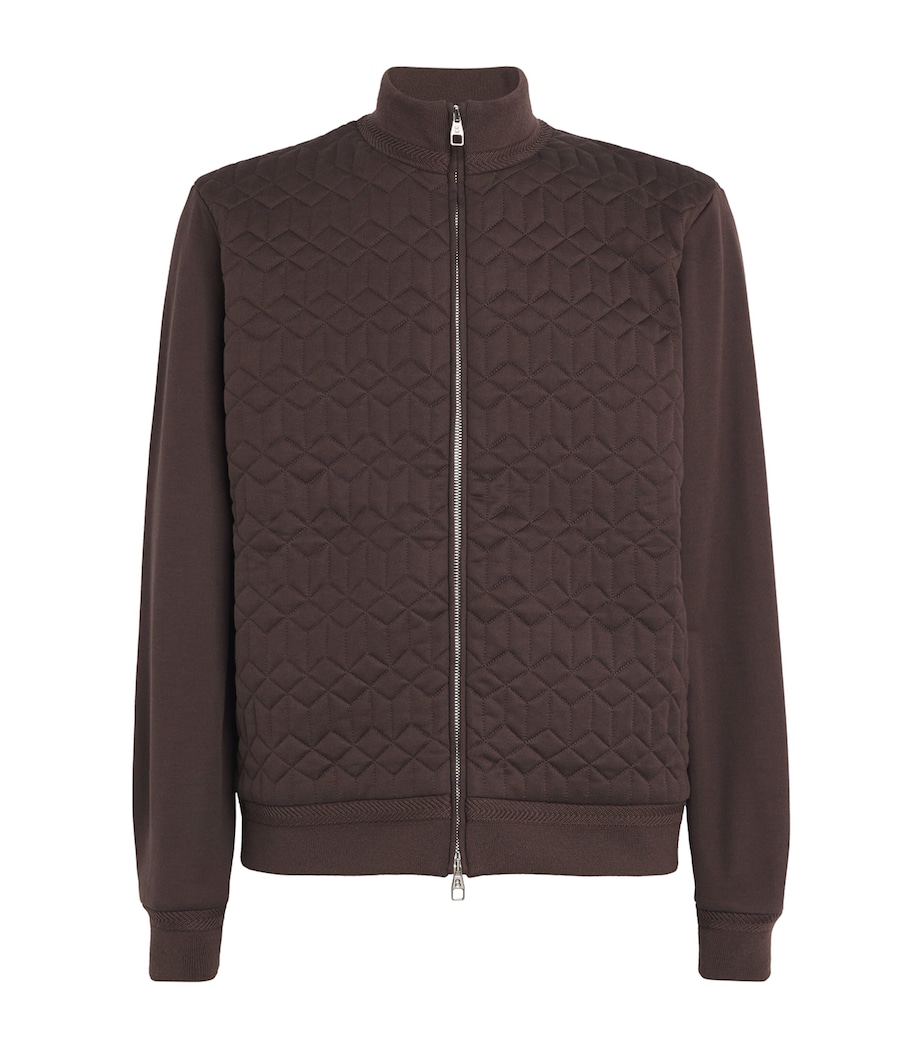 Cotton-Silk Quilted Bomber Jacket ESPRESSO Image 1