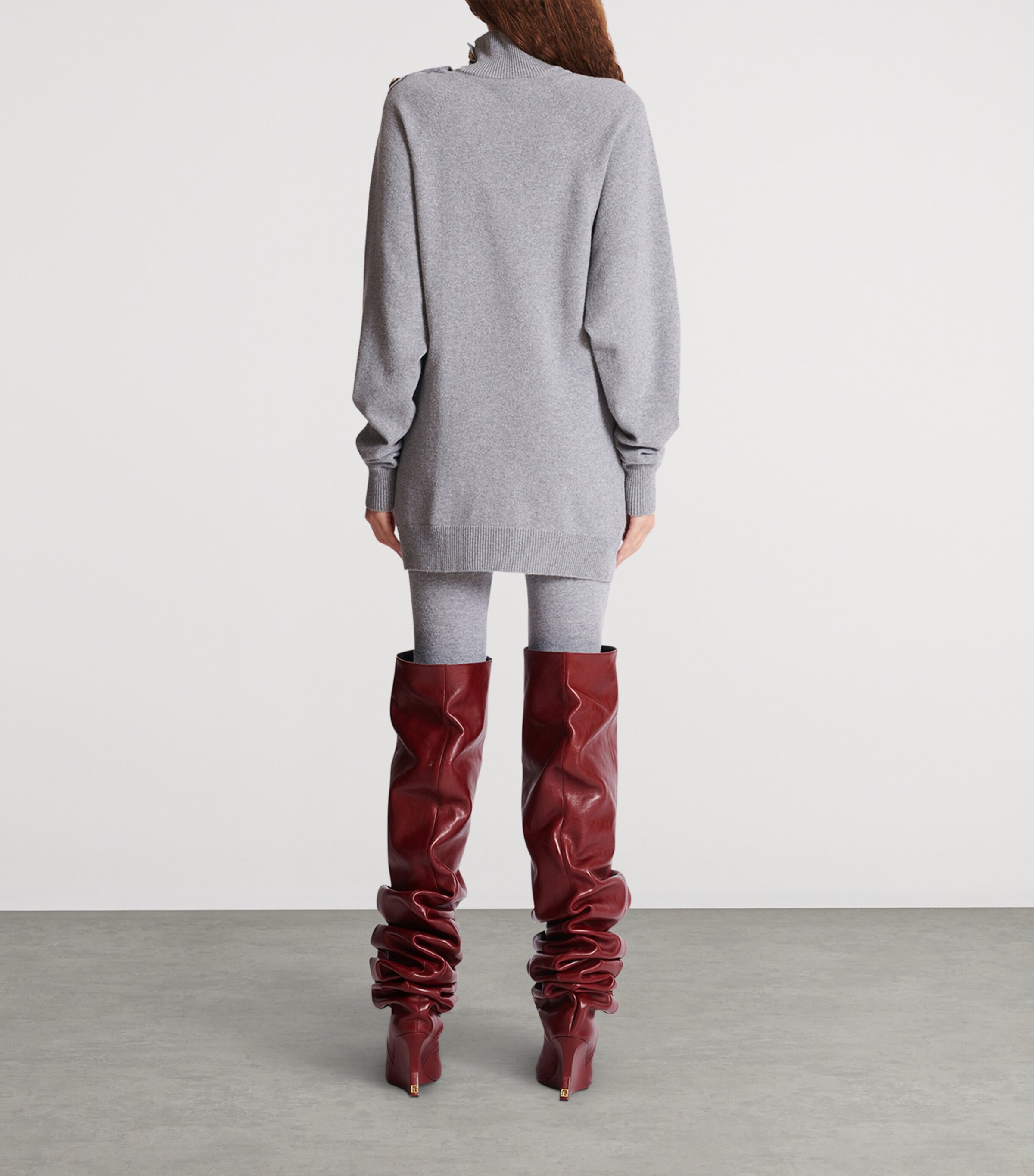 Cashmere-Virgin Wool Mini Sweater Dress 9UB GRIS CHIN Image 5