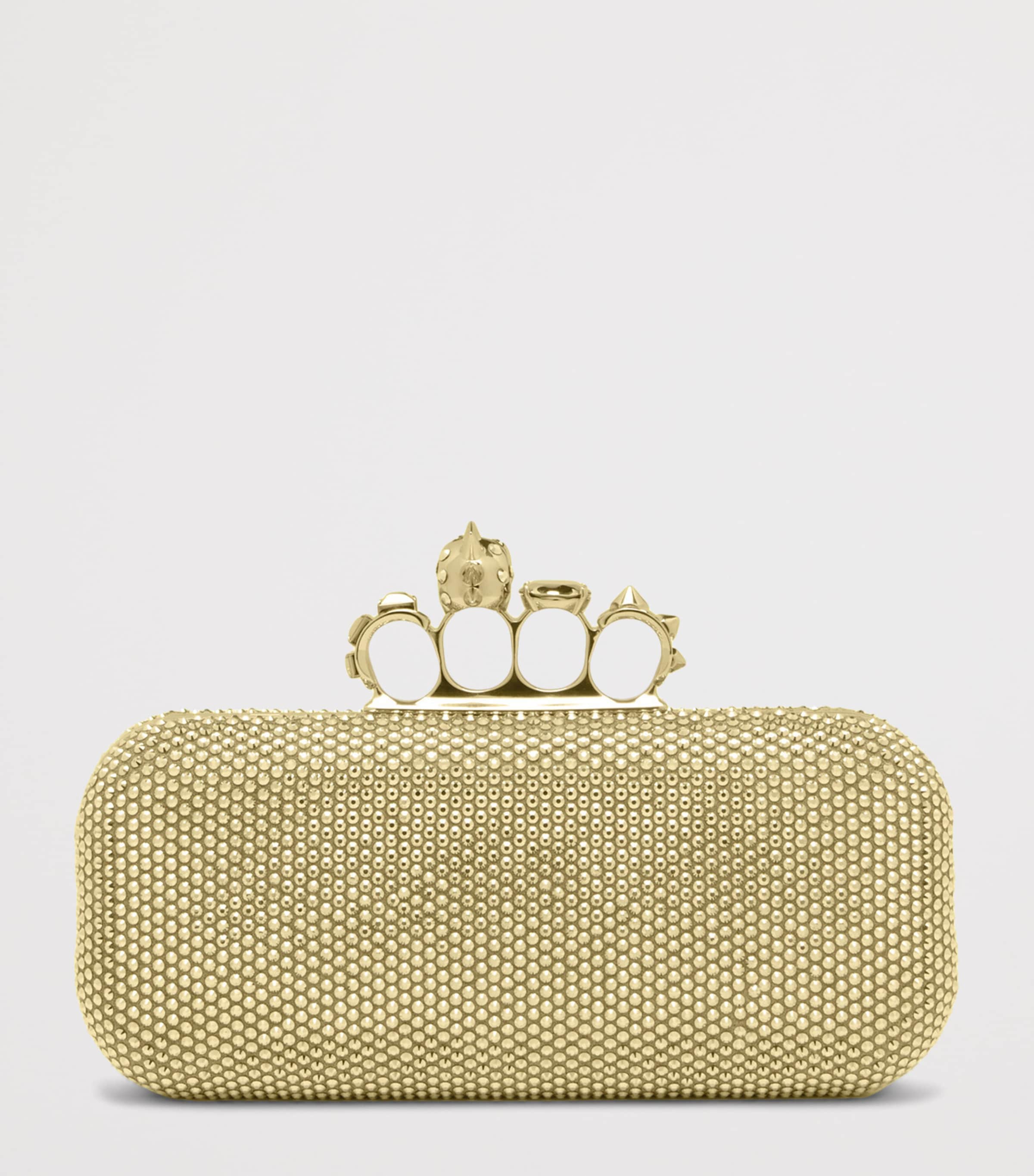 McQueen Long Crystal-Embellished Knuckle Clutch Bag Image 4