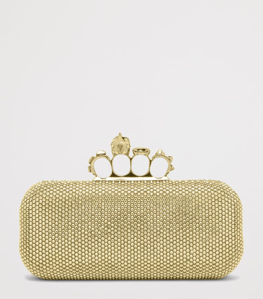 McQueen Long Crystal-Embellished Knuckle Clutch Bag Image 4
