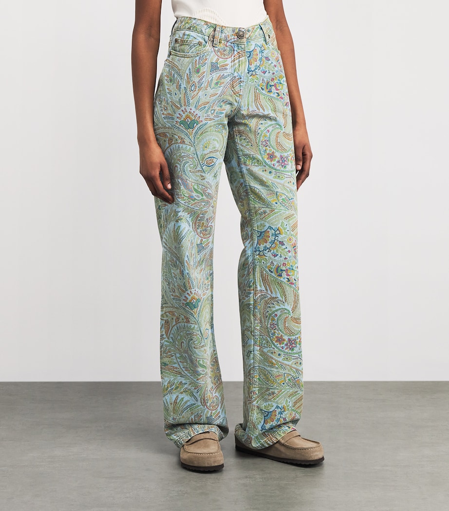 Etro Womens Paisley Flared Jeans Blue Print Image 4