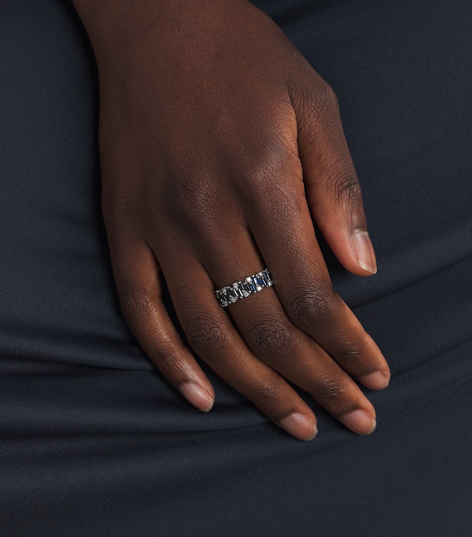 White Gold, Diamond and Sapphire Audrey Fireworks Ring (Size 7) 18K WG/DB Image 2