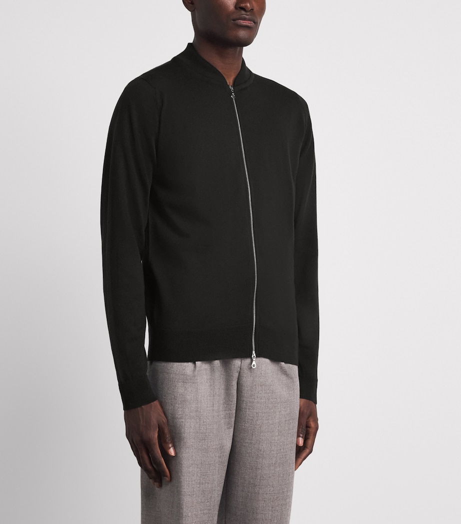 John Smedley Mens Extra Fine Merino Wool Maclean Cardigan Faulkner Brown Image 4