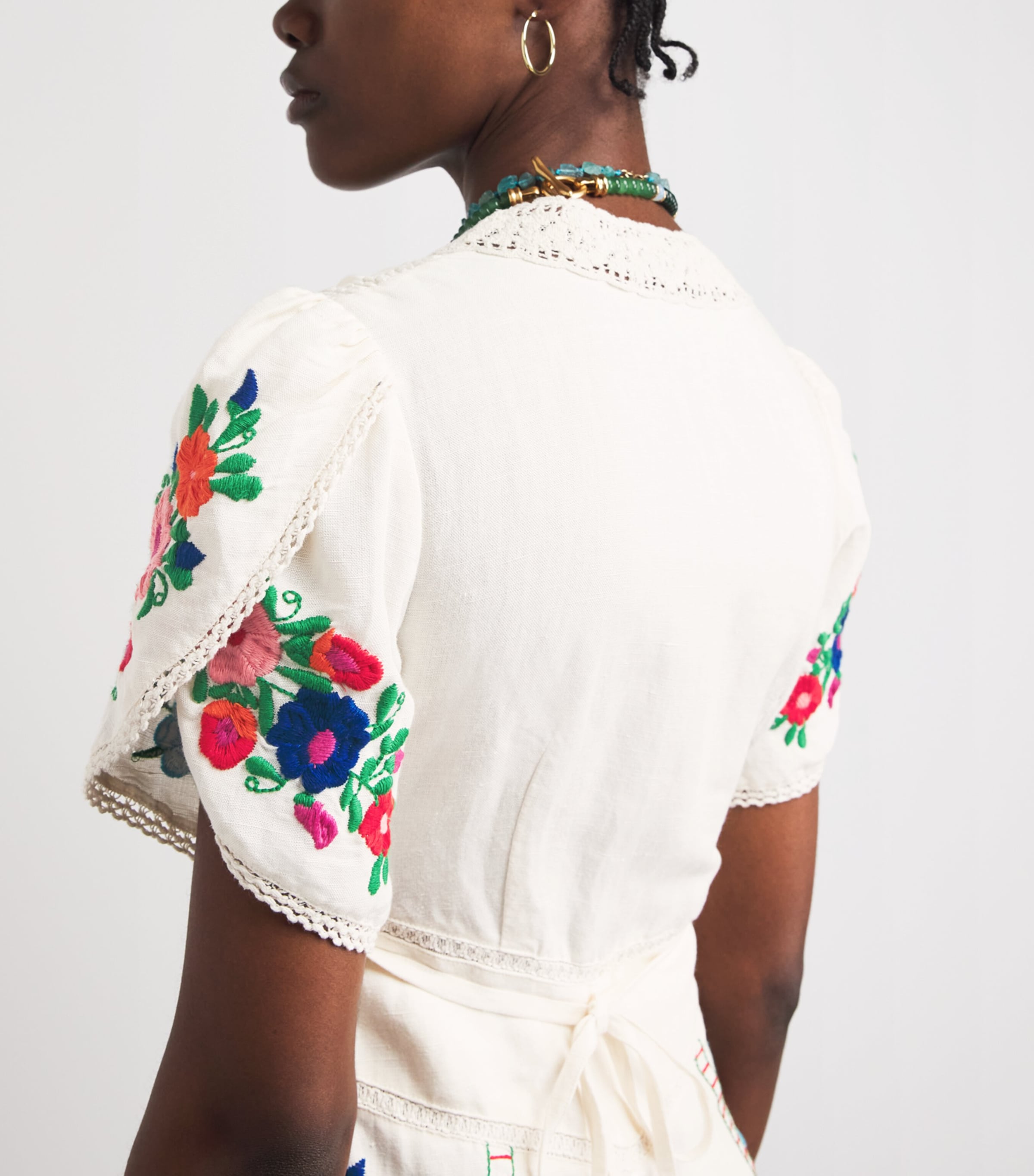 Rixo Ivory Linen-Blend Embroidered Novara Midi Dress | Harrods NG