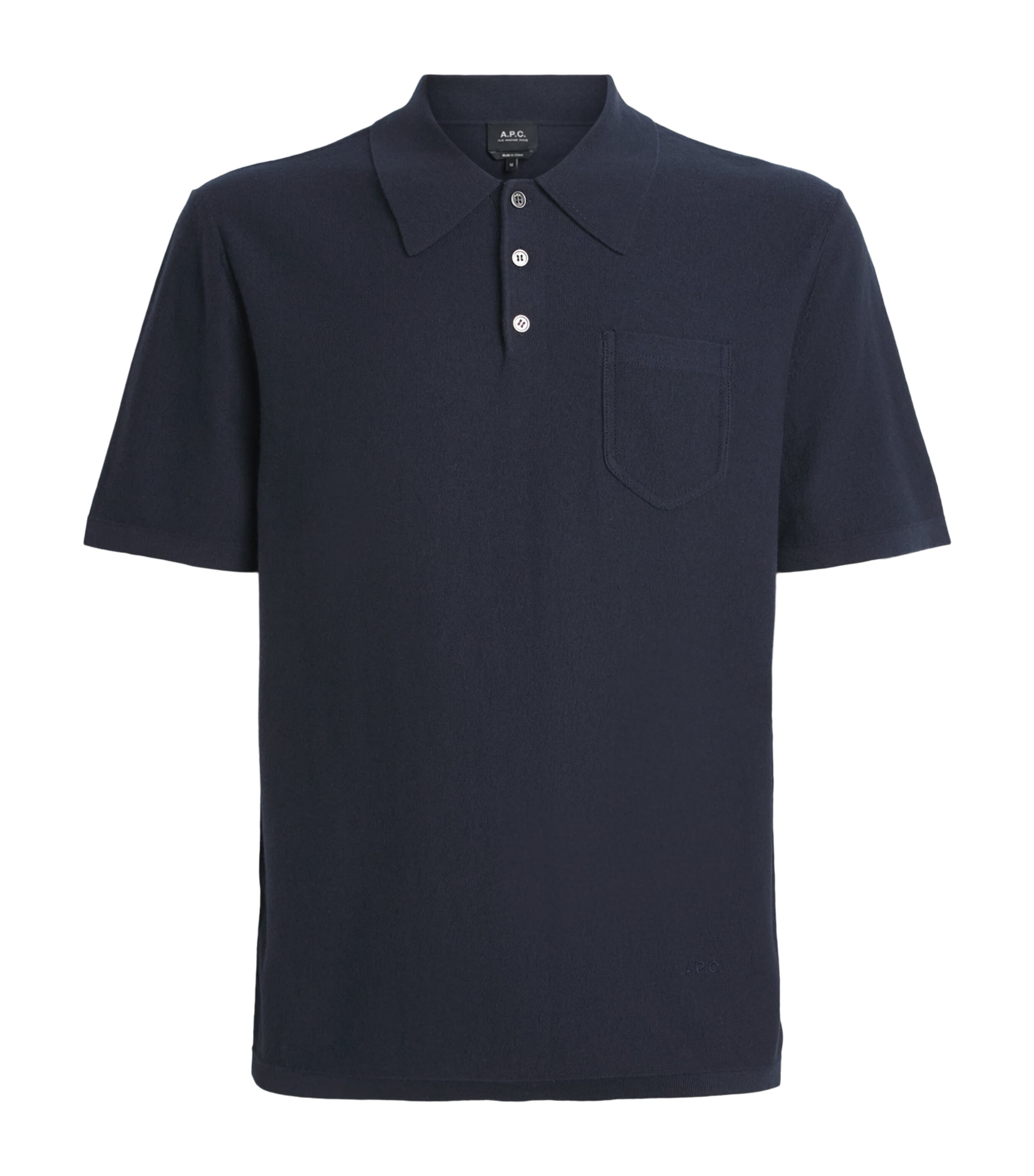 A.P.C. Mens Cotton-Cashmere Eliot Polo Shirt Iak Dark Navy Image 1