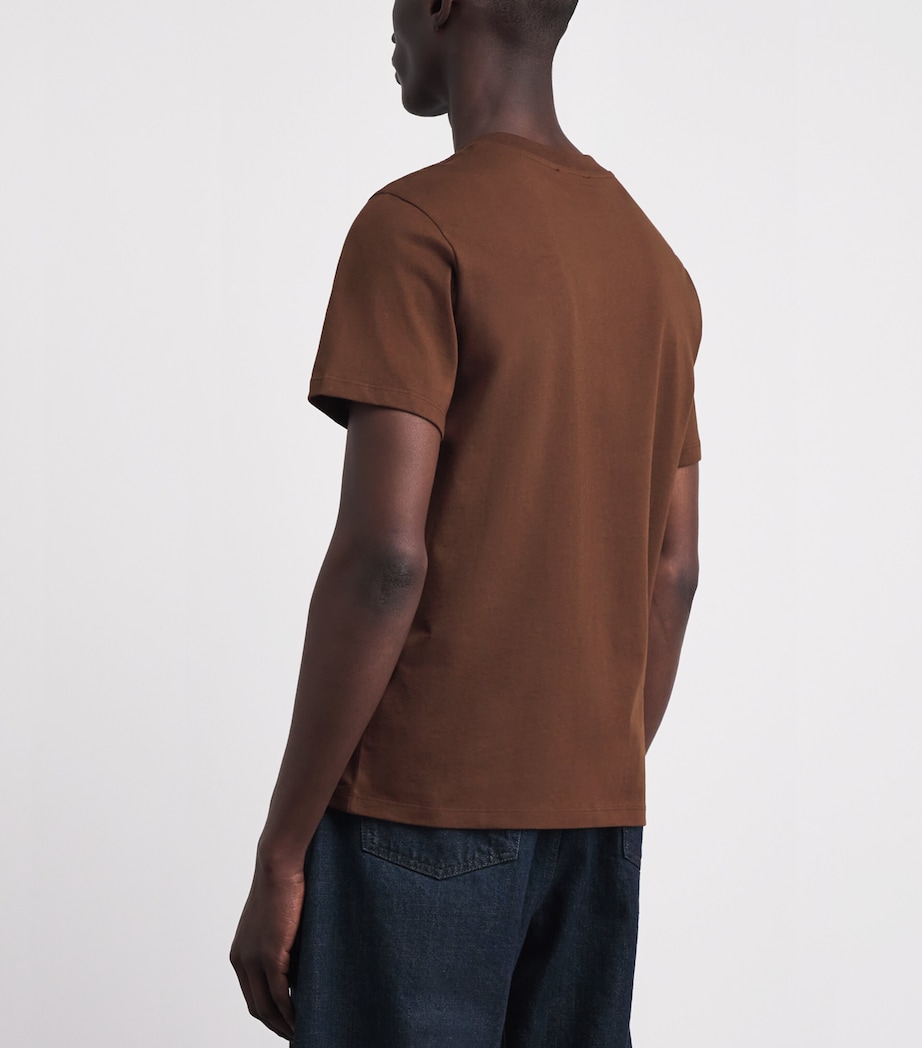 Sandro Paris Mens Cotton Logo-Patch T-Shirt Ginger Bread Image 5