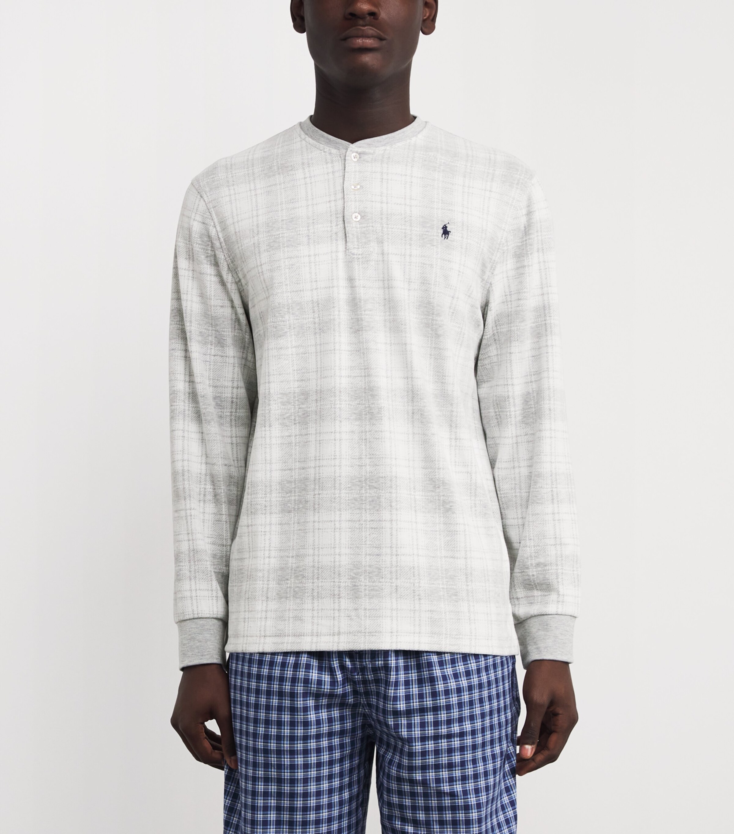 Long-Sleeve Henley Pyjama Top GREY MULTI Image 3