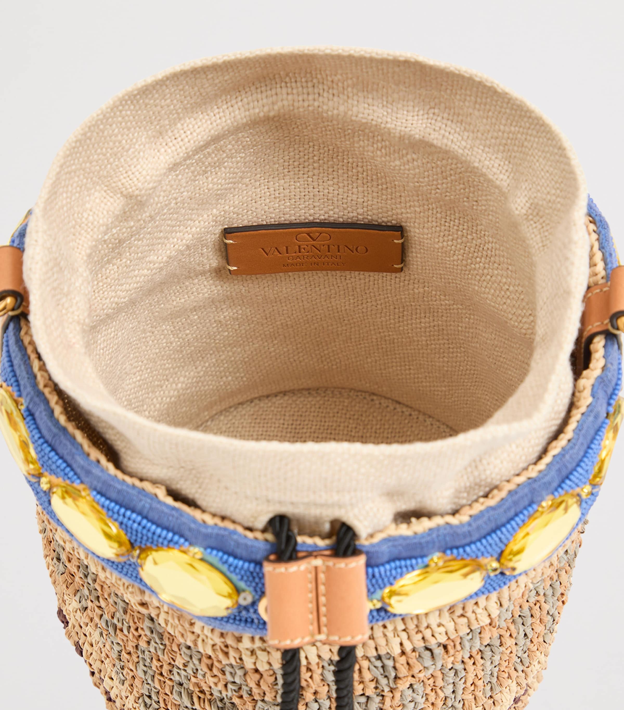 Valentino Garavani Small Raffia Embellished Bucket Bag Image 5