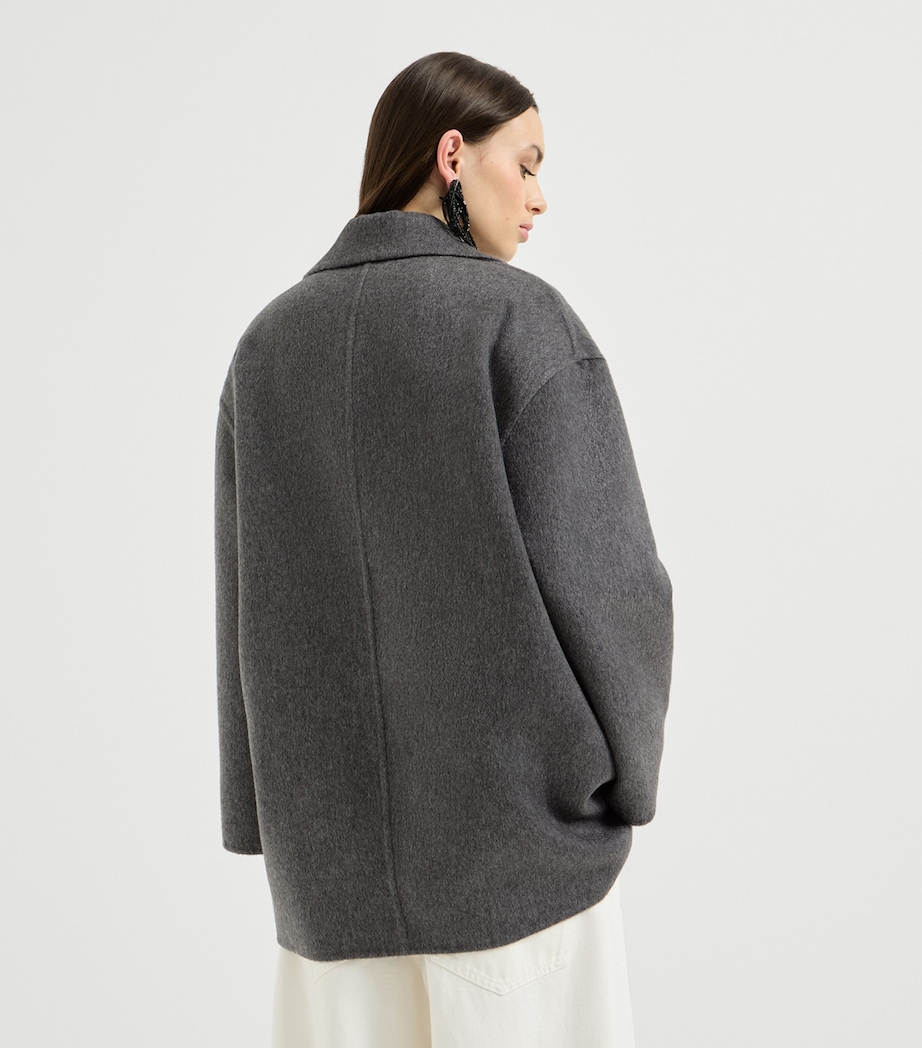 Brunello Cucinelli Womens Cashmere Beaver Pea Coat Image 5