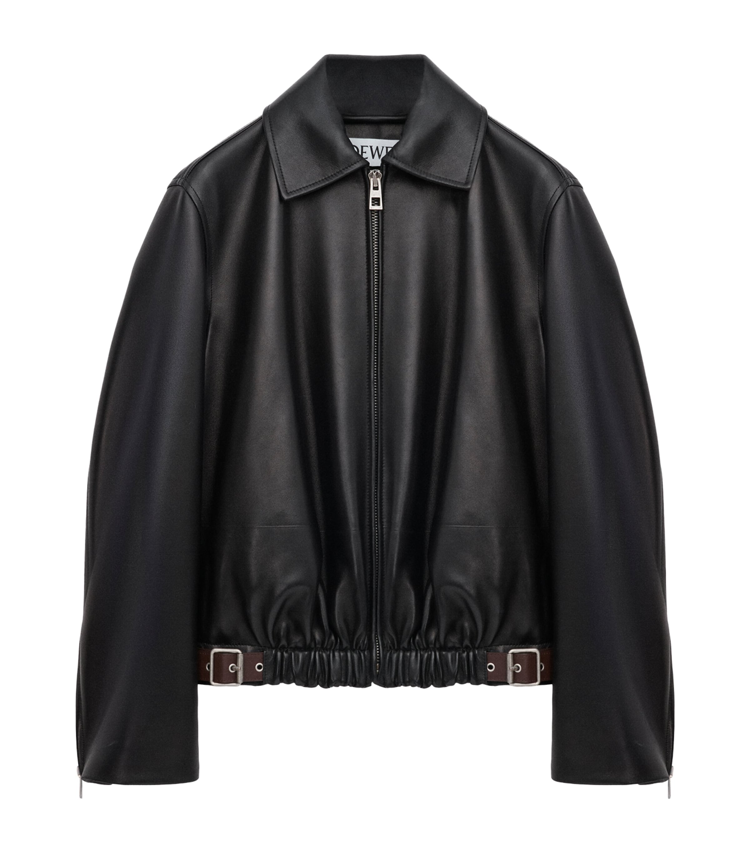 Loewe Leather Buckled Shirt Jacket In Black