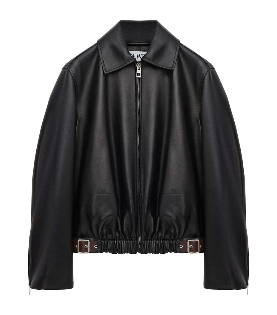Leather Buckled Shirt Jacket BLACK Image 1