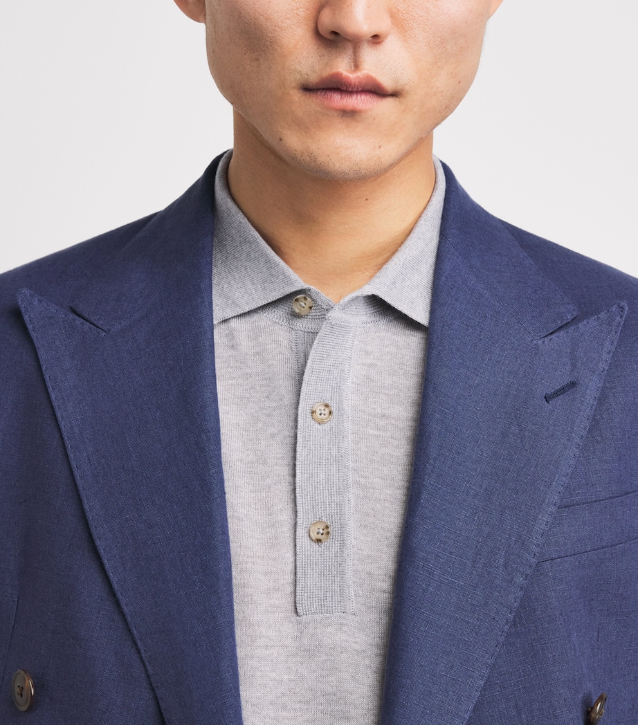 BOSS Mens Virgin Wool Polo Shirt Open Grey Image 3