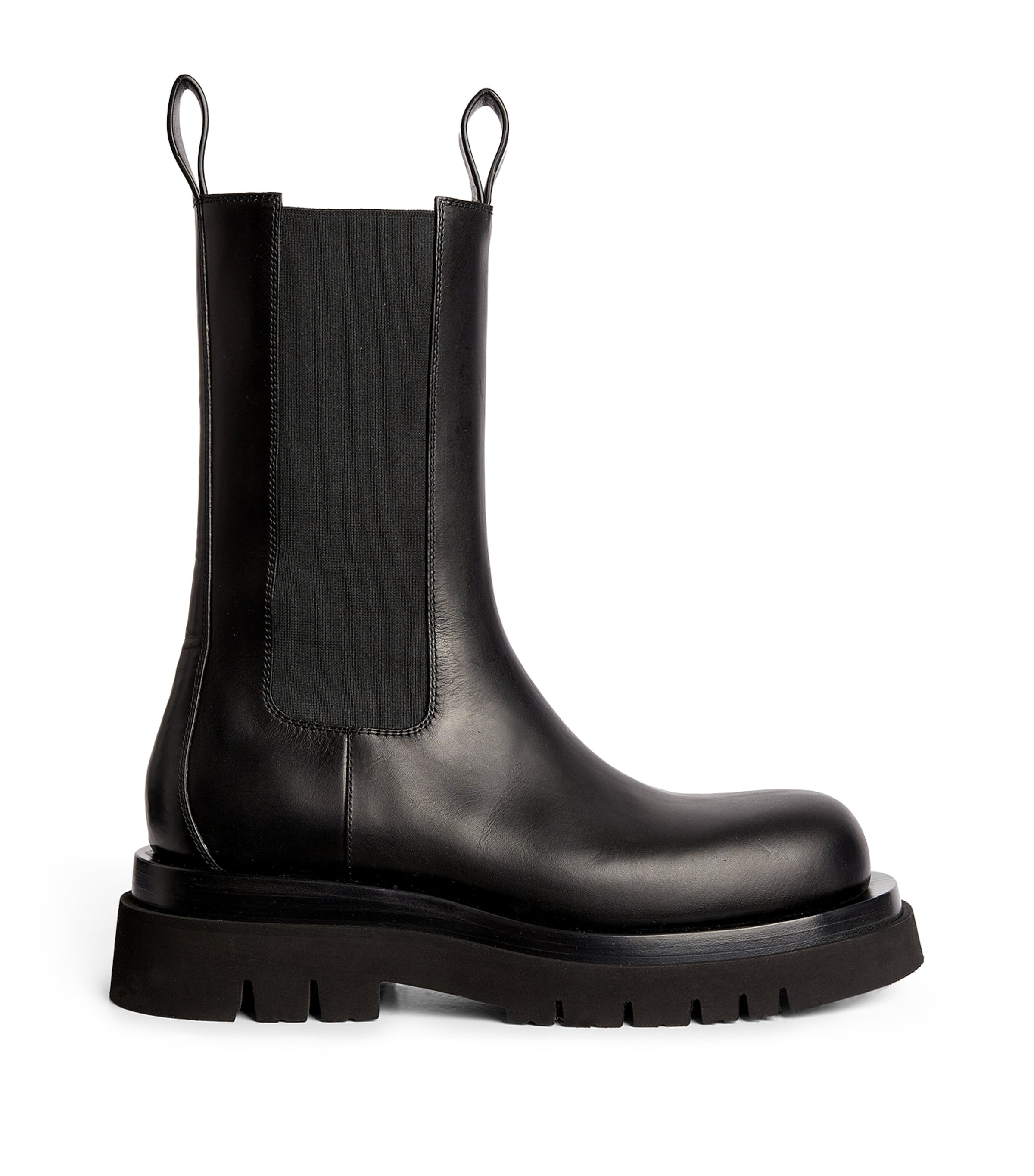 Shop Bottega Veneta Leather Lug Boots In Black