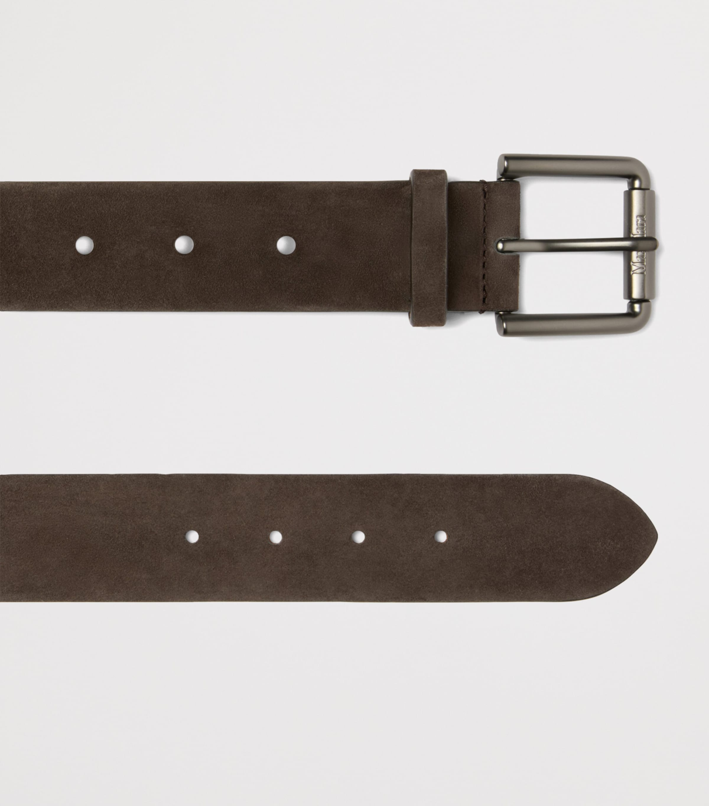 Max Mara Suede Double-Buckle Belt Dark Brown Image 2