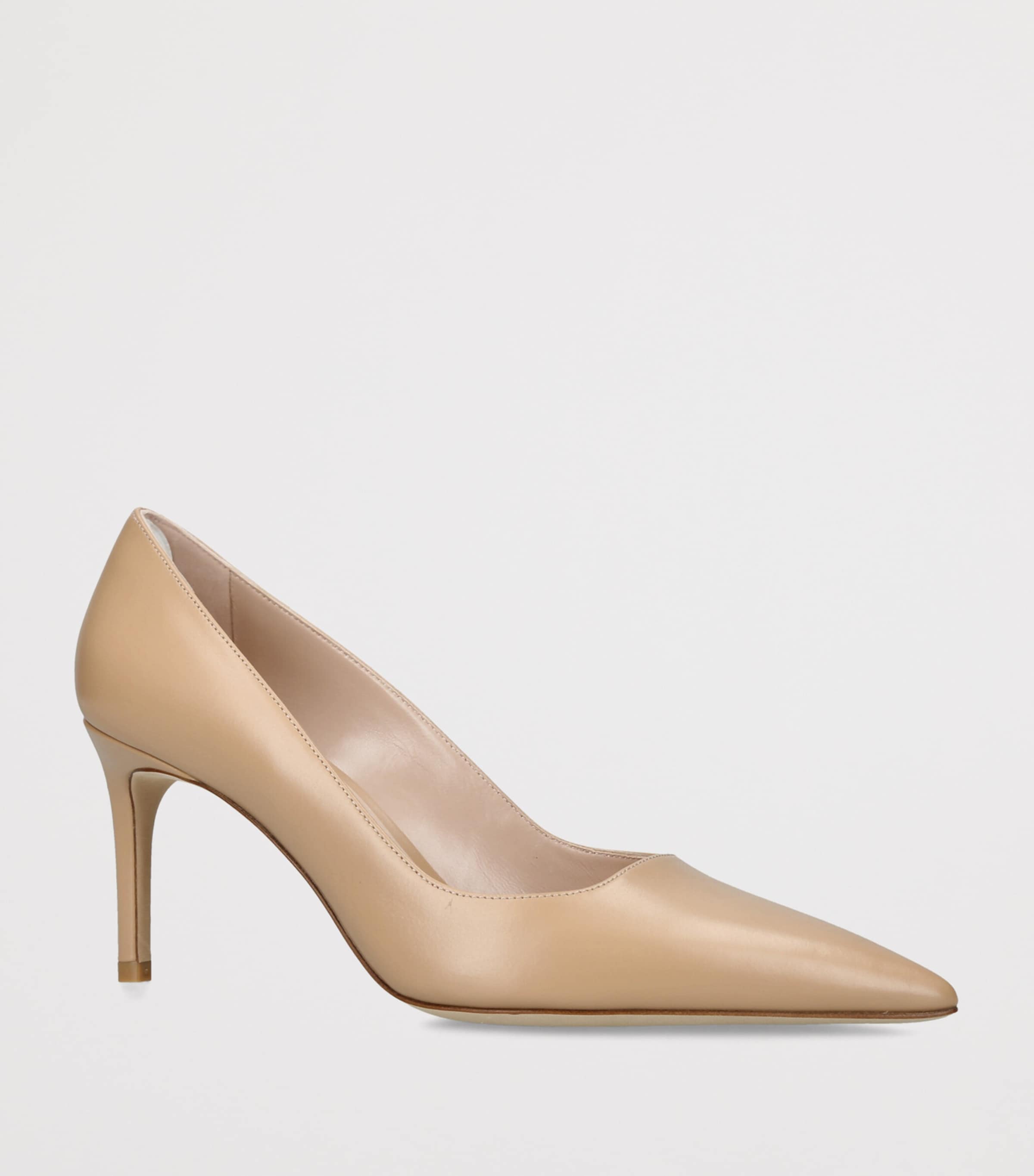 Stuart Weitzman Leather Stuart Power Pumps 75 Beige Image 2