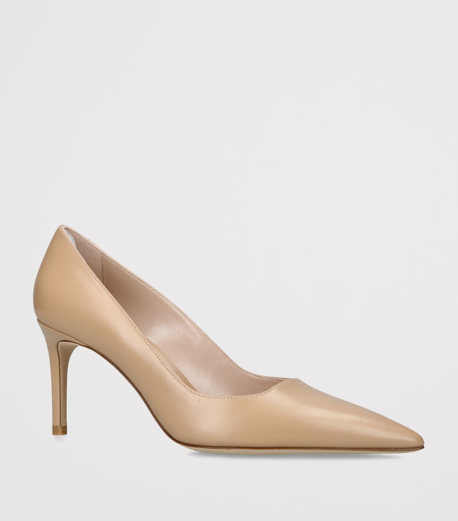 Stuart Weitzman Leather Stuart Power Pumps 75 Beige Image 2