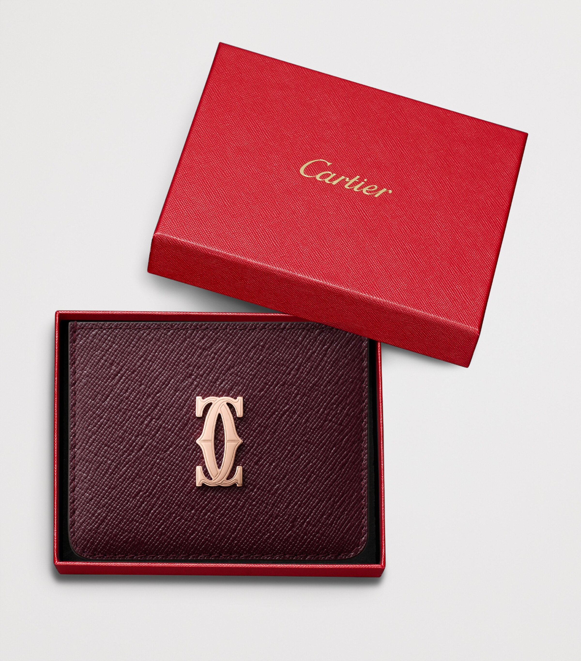 Leather C de Cartier Card Holder GRAPE Image 4