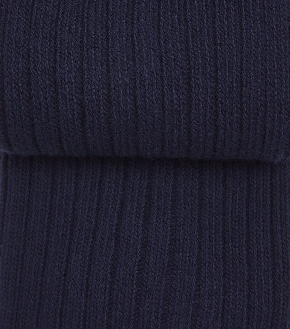 Cotton-Blend Crew Socks NAVY RED PP Image 2