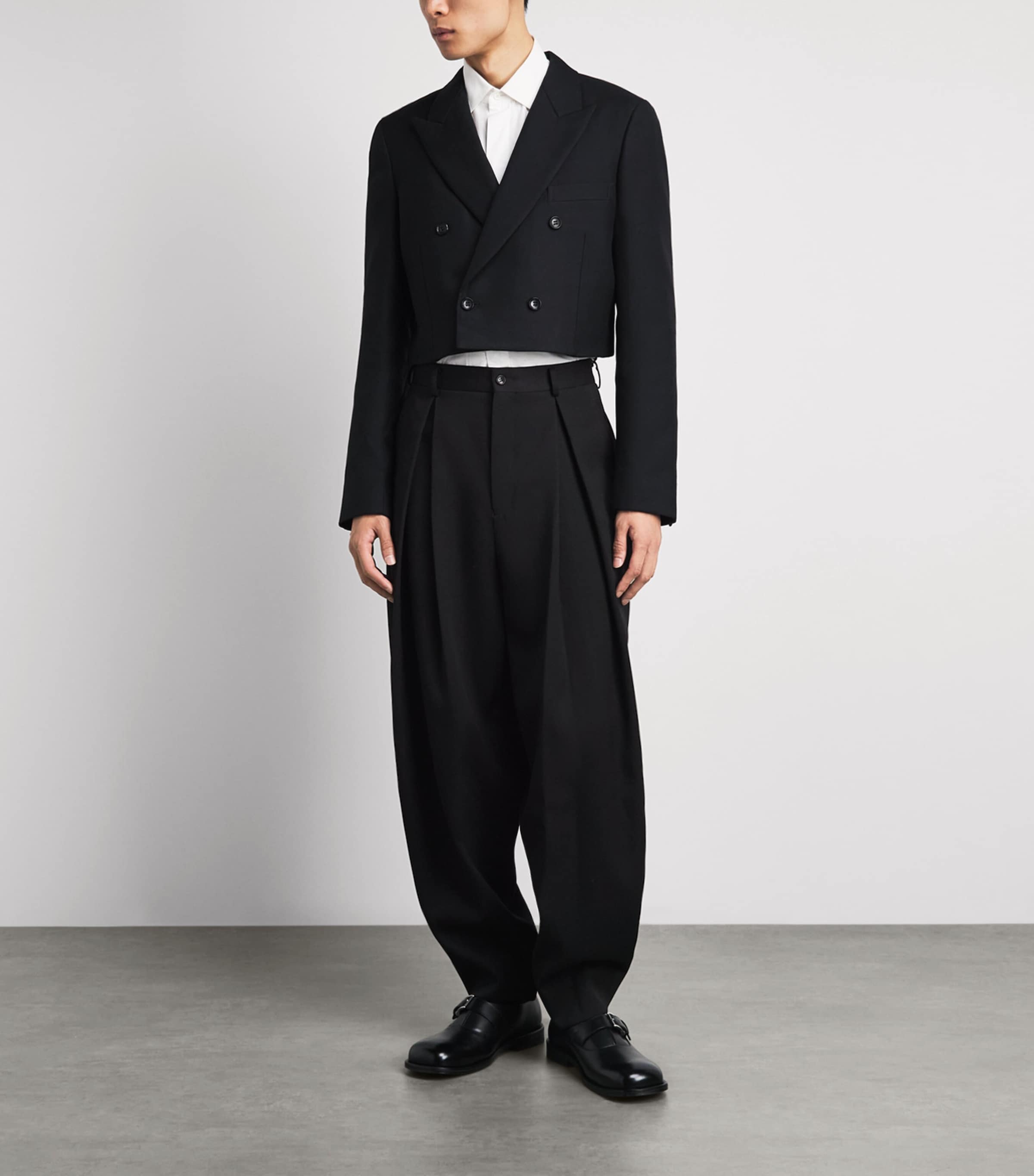 Comme Des Garçons Mens Wool Pleated Trousers Black Image 2