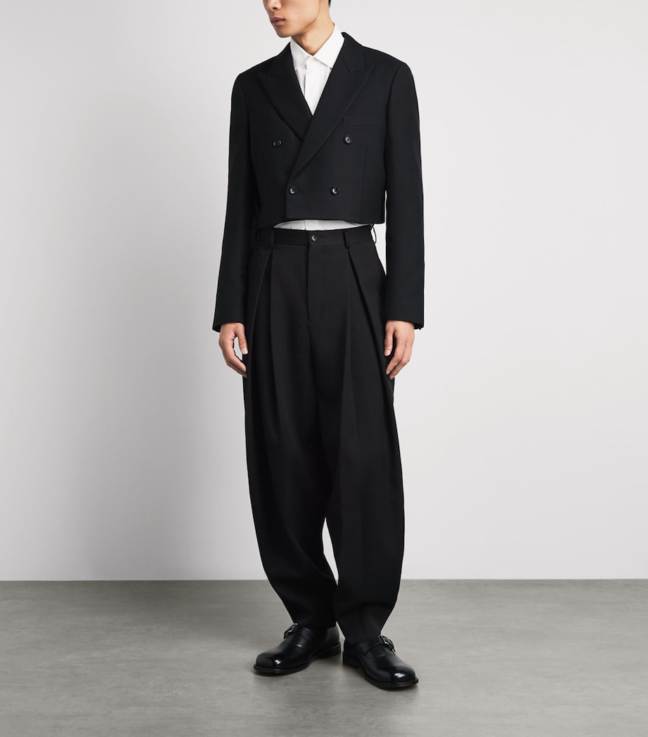 Comme Des Garçons Mens Wool Pleated Trousers Black Image 2