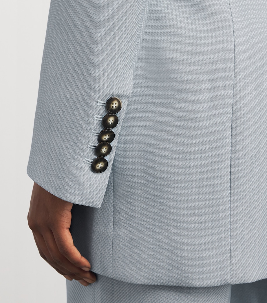 Wool-Blend Asymmetric Gehry Blazer L60 CHALKY BLUE Image 6