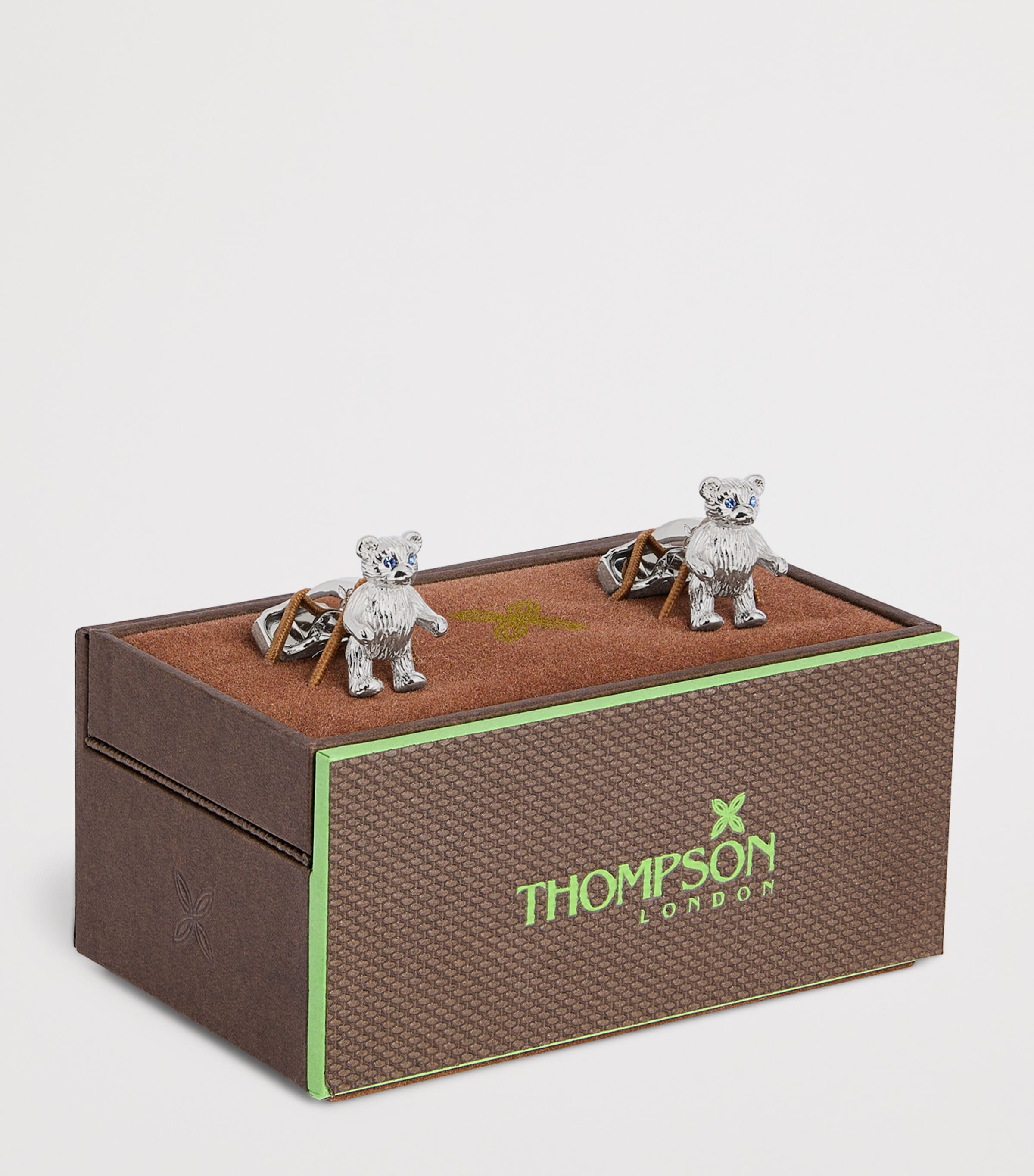 Palladium-Plated Teddy Bear Cufflinks BLUE Image 3