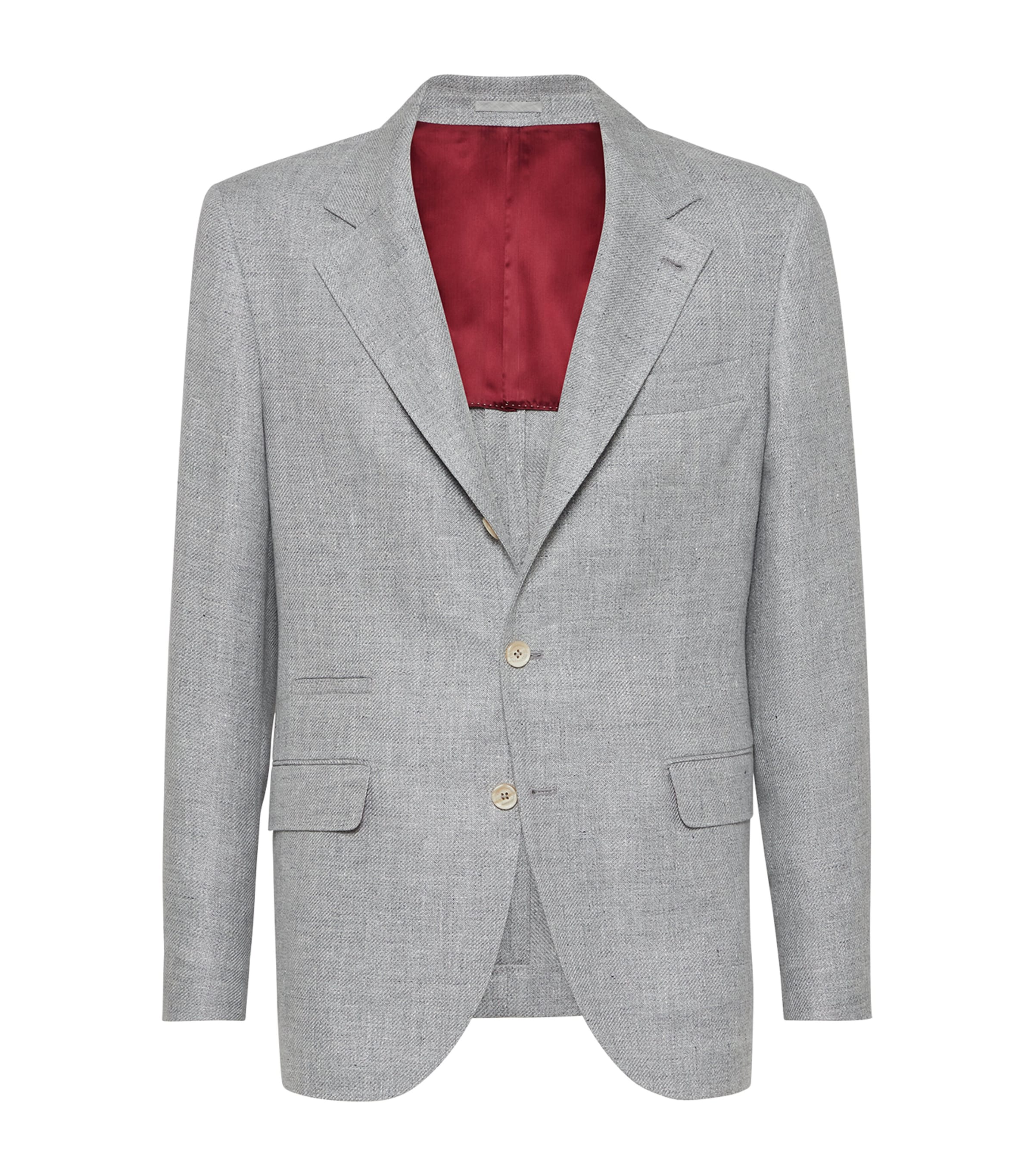 Brunello Cucinelli Grey Melange Wool And Silk Blend Blazer In Grey