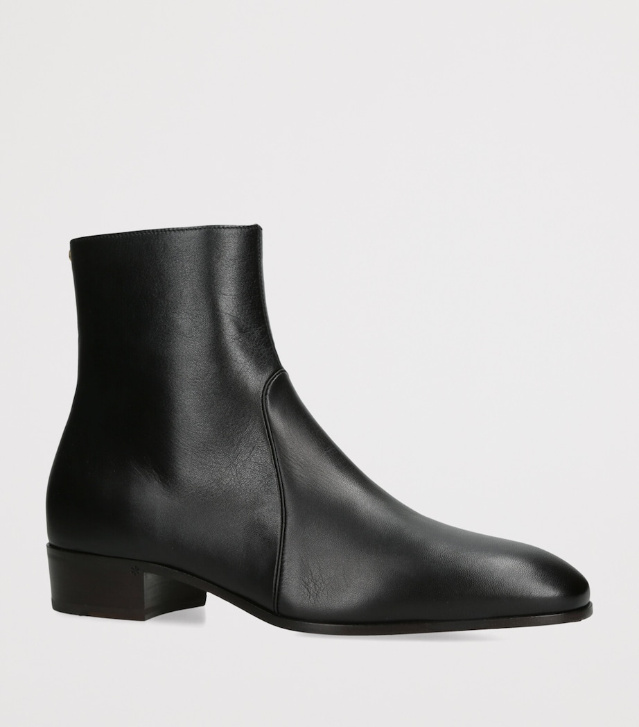 Leather Capretto Ankle Boots BLACK Image 3