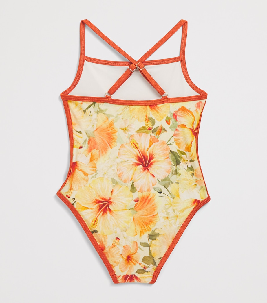Zimmermann Kids Floral Mahon Swimsuit (2-12 Years) Mango Hibiscus Image 2