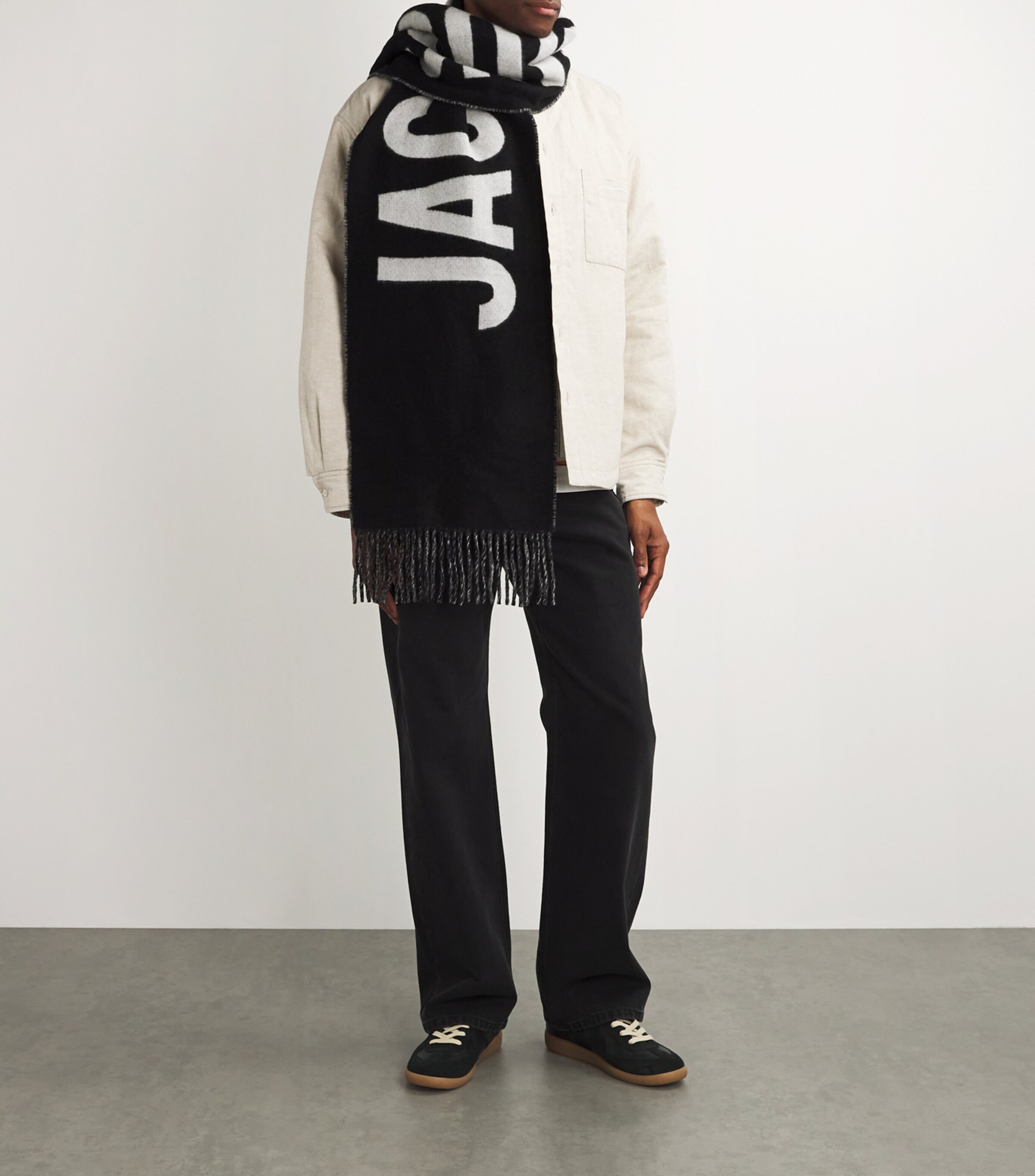 Jacquemus Black Virgin Wool Logo Scarf | Harrods US