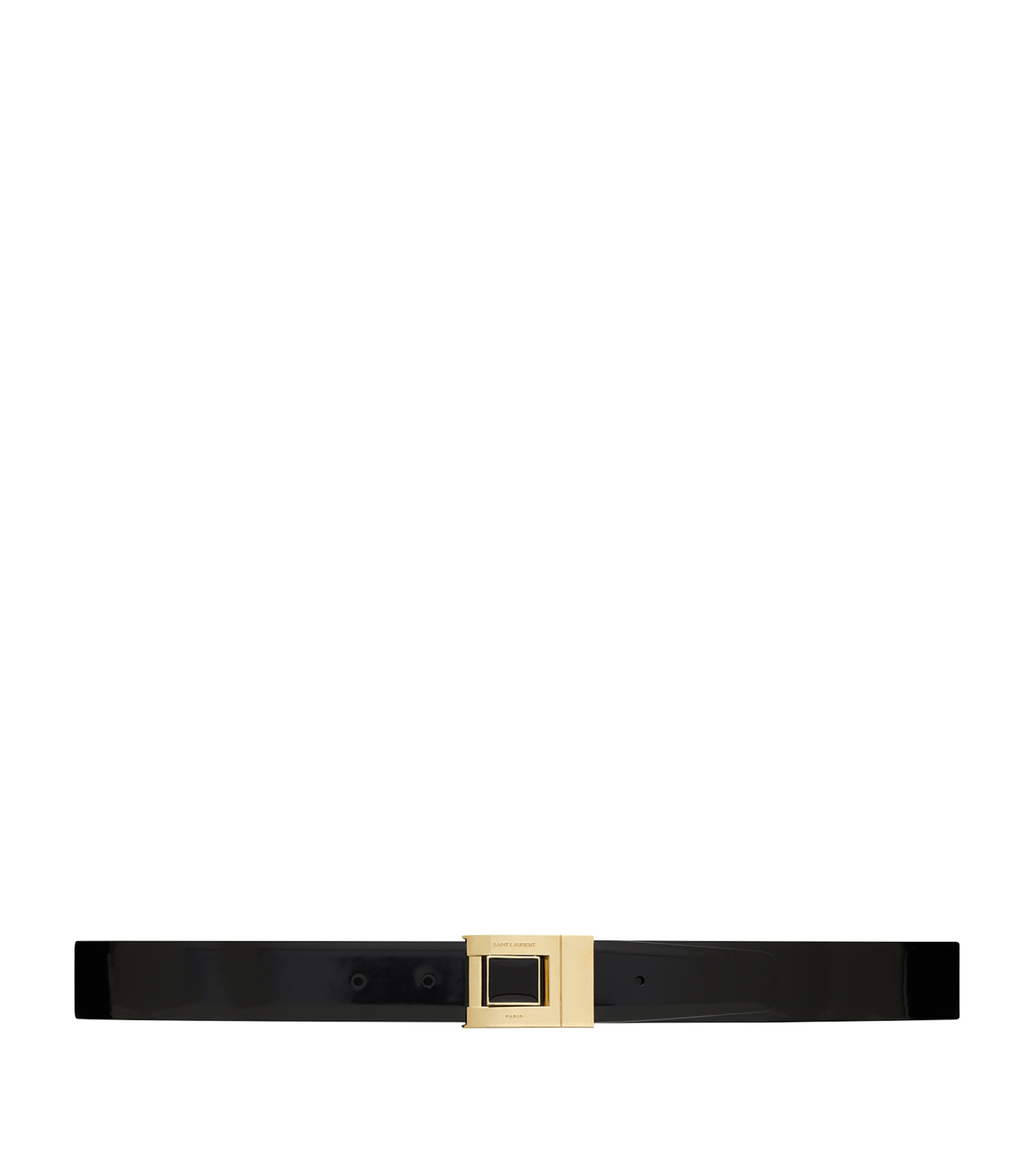 SAINT LAURENT LEATHER FLAT BUCKLE BELT 