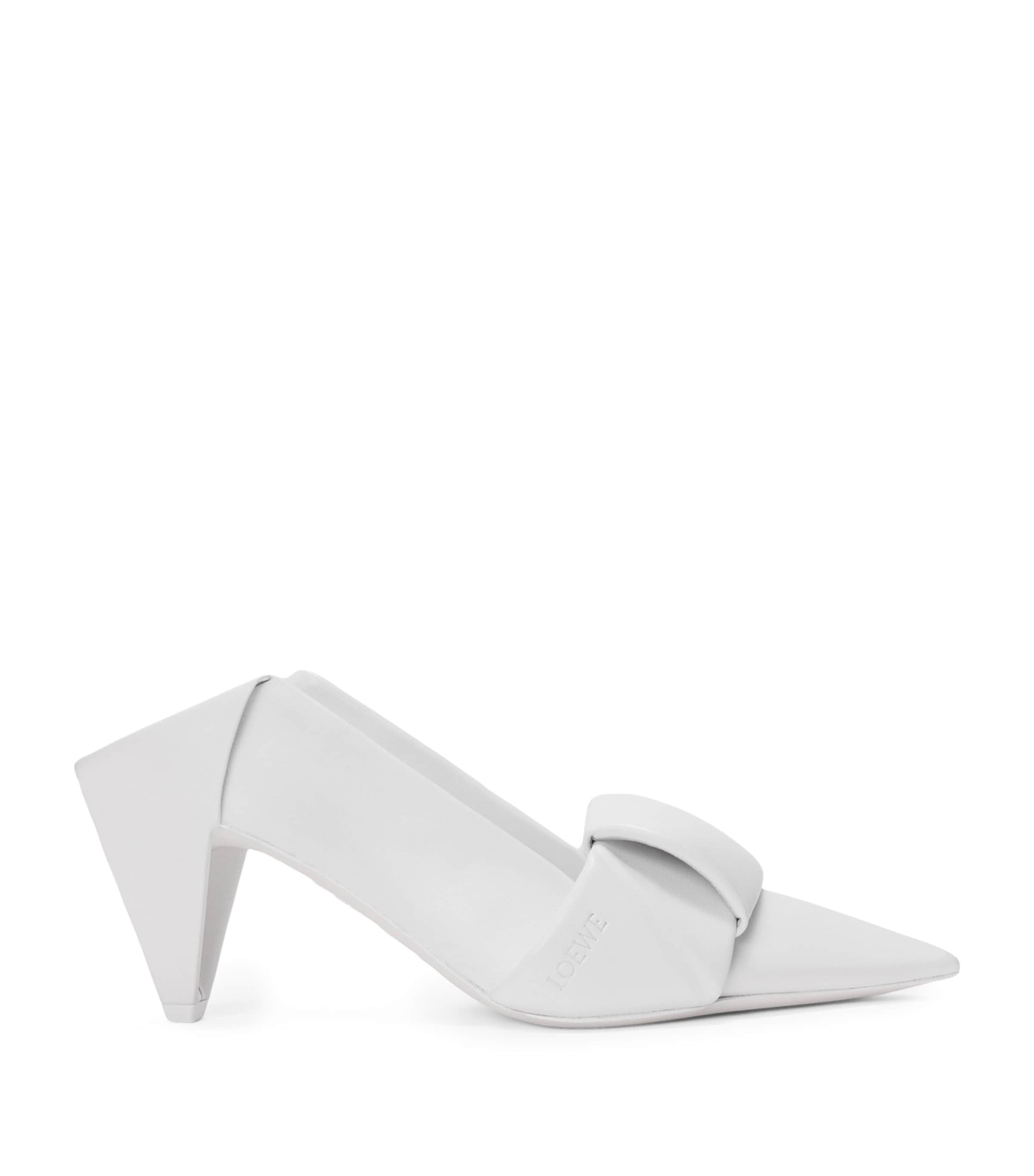 LOEWE Lambskin Origami Heeled Mules 70 Optic White