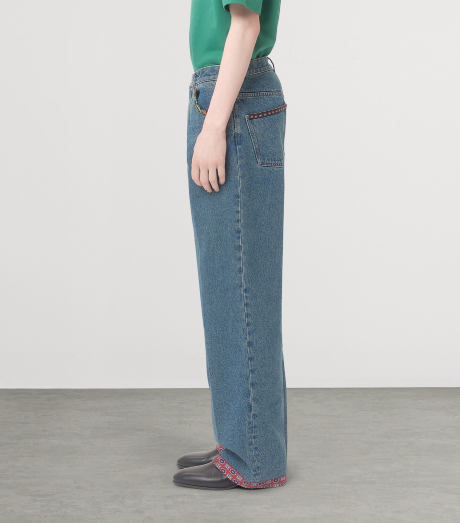 Bandana-Trim Wide-Leg Jeans 558 Image 3