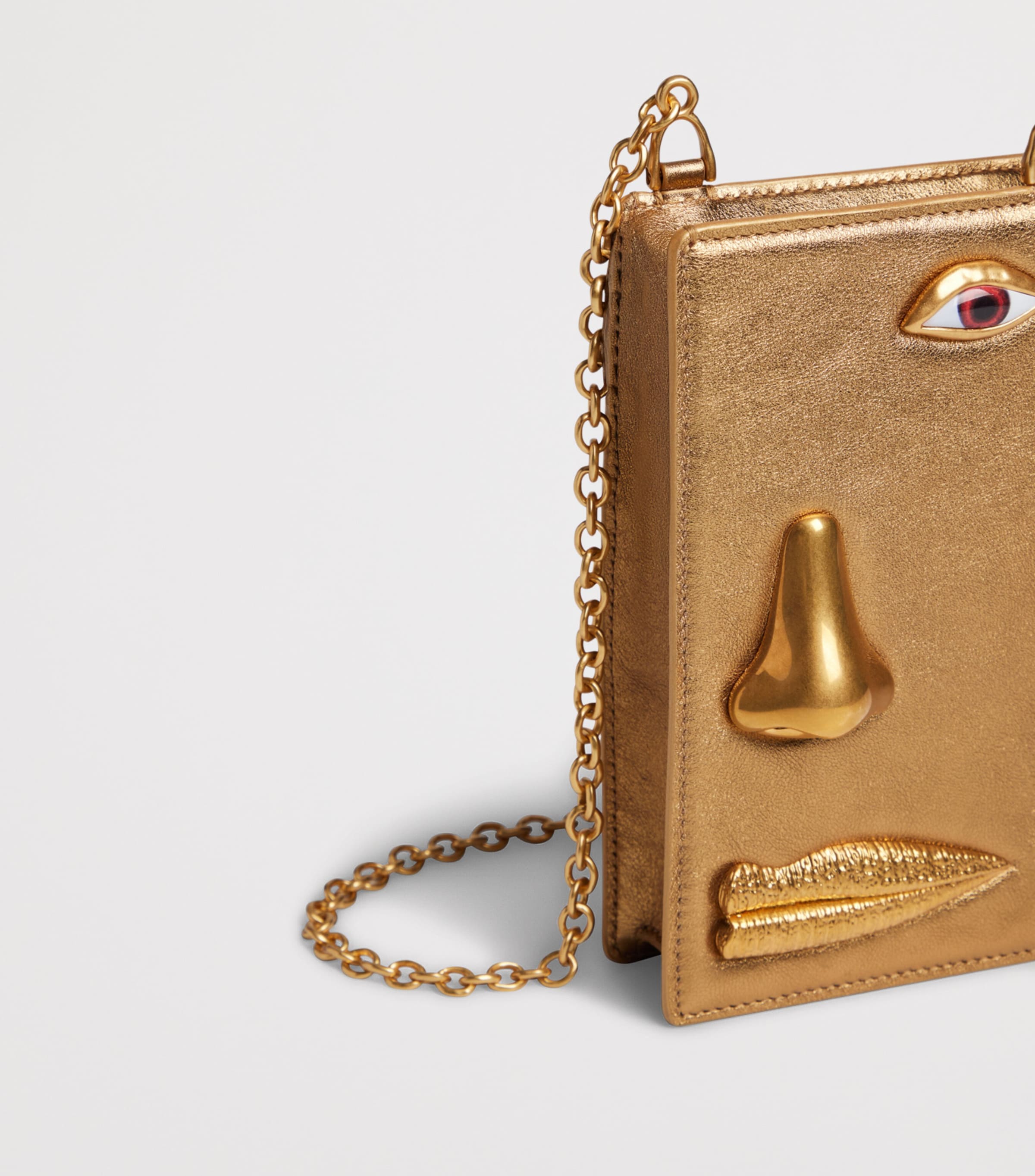Schiaparelli Leather Face Phone Pouch Bronze Image 3