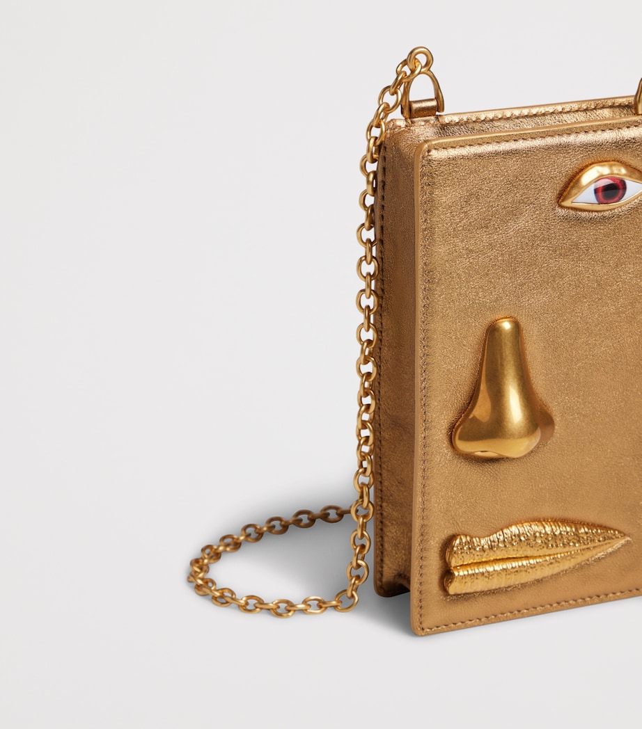 Schiaparelli Leather Face Phone Pouch Bronze Image 3