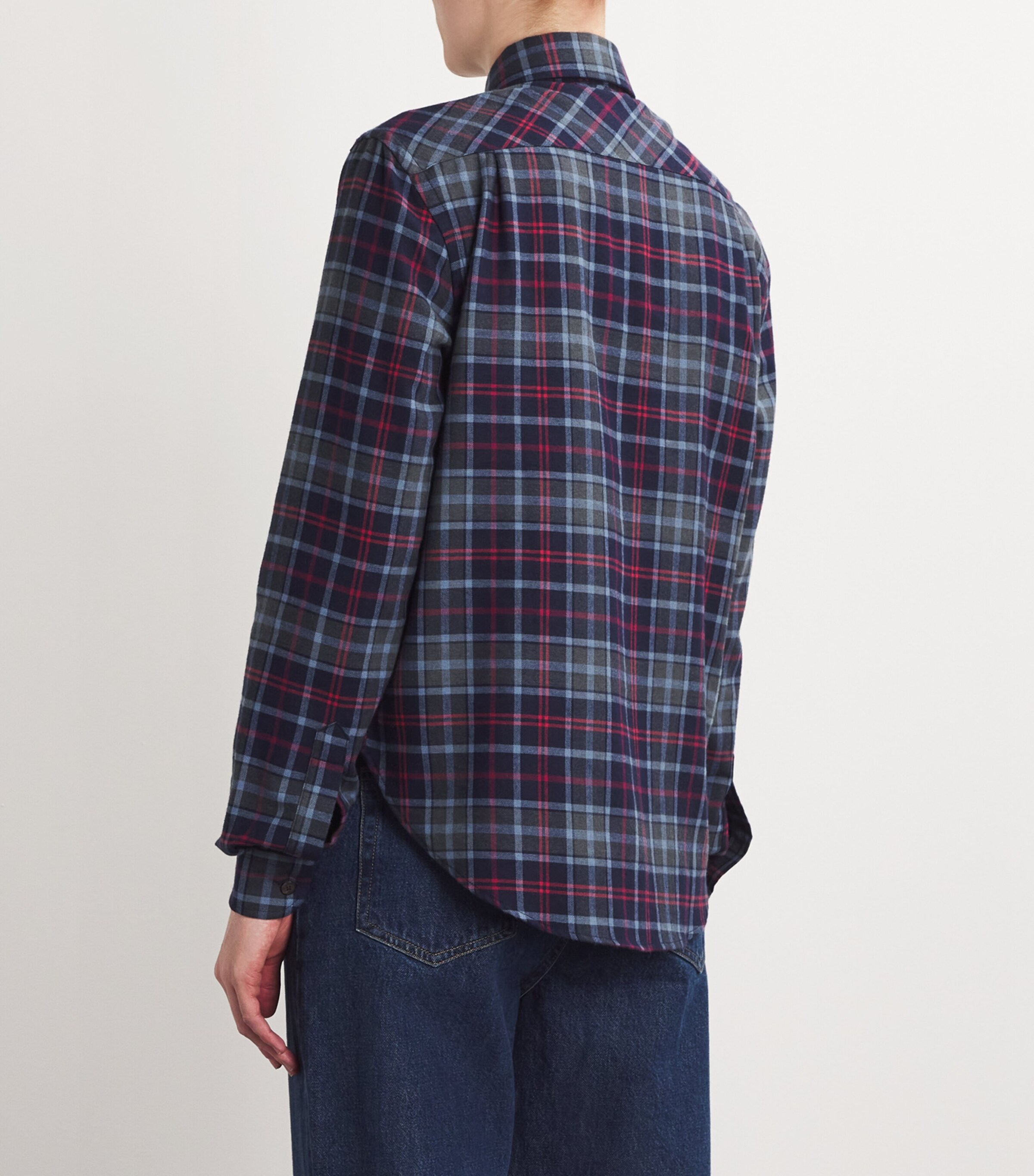 With Nothing Underneath Womens Cotton-Wool Plaid The Classic Shirt Blue & Red Plaid Image 4