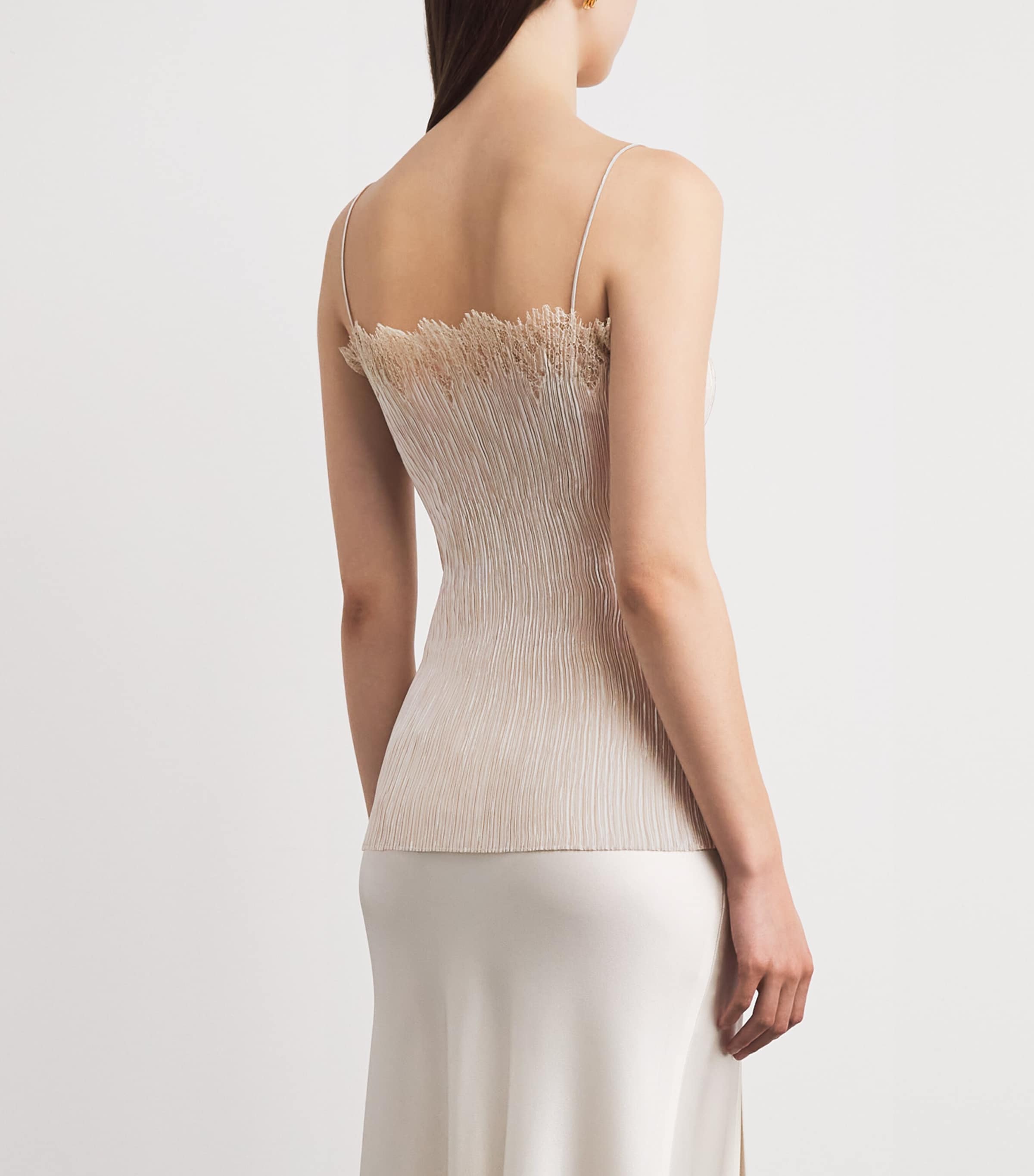 FFORME Womens Plissé Lace-Trim Jimena Top Ivory Image 5