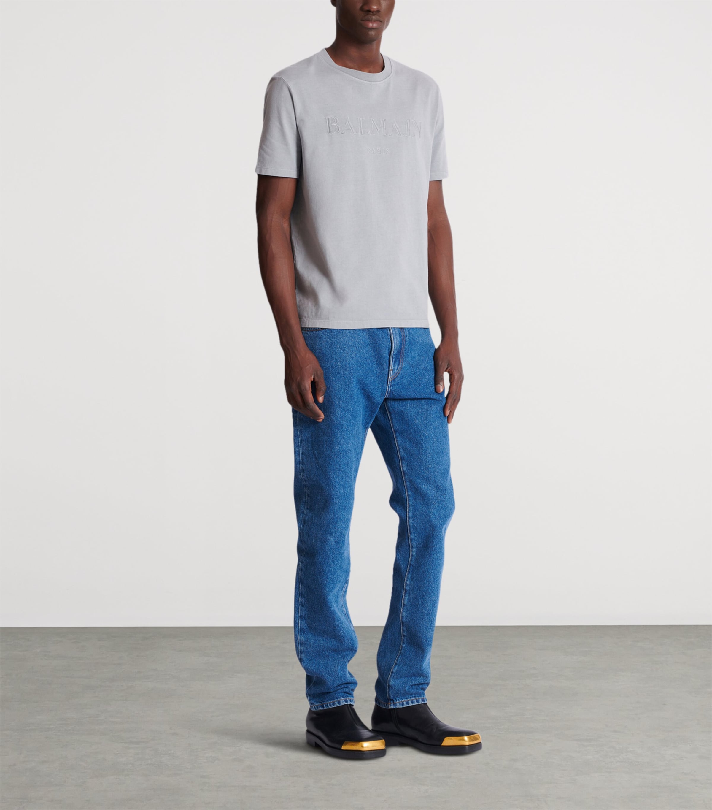 Cotton Vintage Logo T-Shirt YJD GRIS ARGENT Image 2