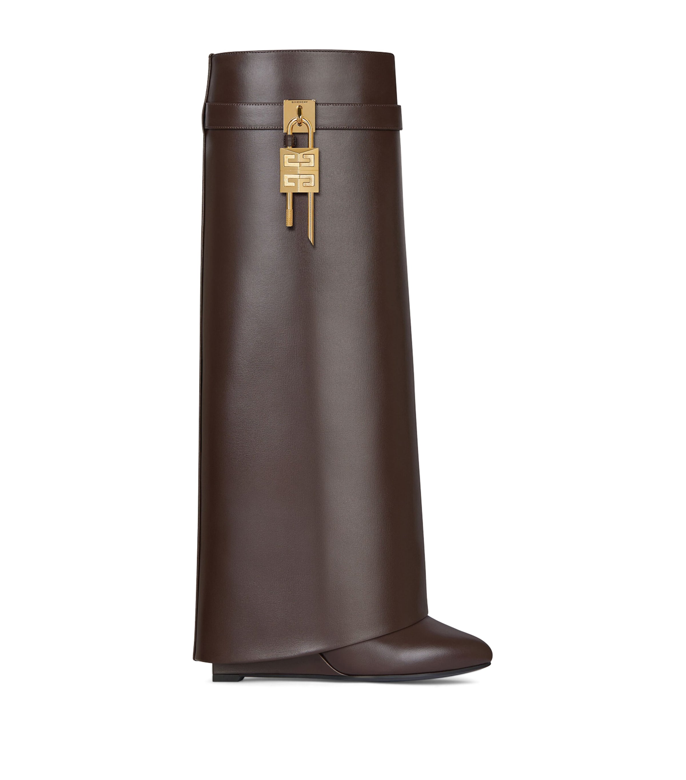 Givenchy Shark Brown Boots With Padlock Detail And Slip-on Style In Leather Woman In Brown
