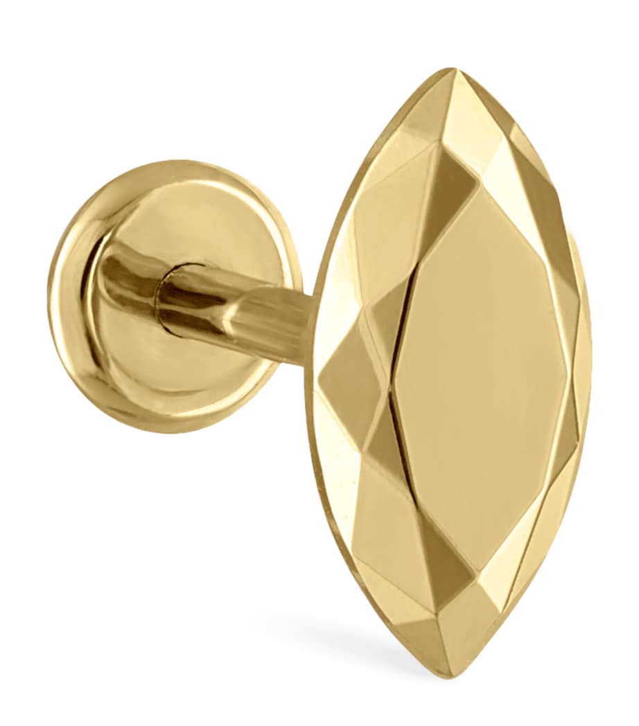 Faceted Marquise Threaded Stud Single Earring (7.5mm) YELLOW GOLD Image 1