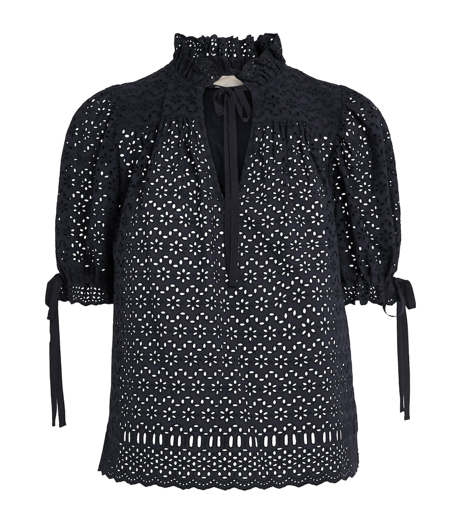 Ulla Johnson Womens Broderie Anglaise Alouette Blouse Midnight Image 1