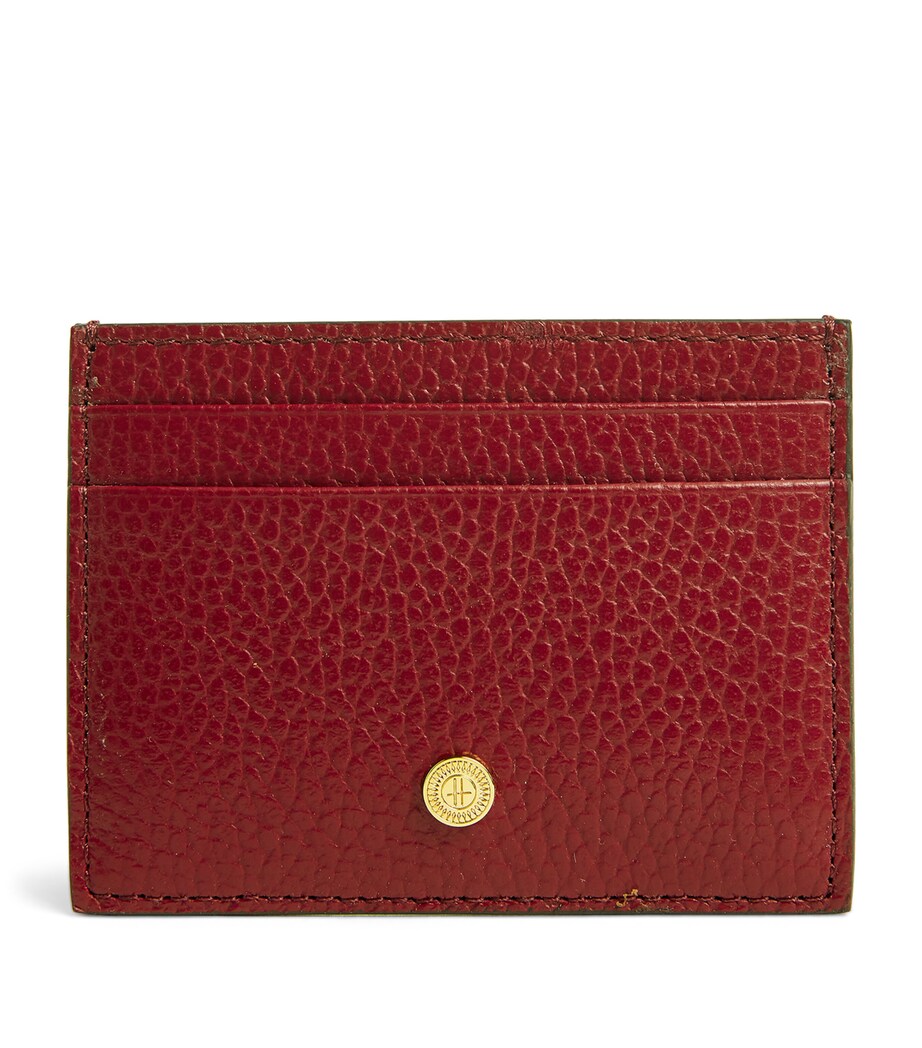 Grained Leather Card Holder BURGUNDY Image 1