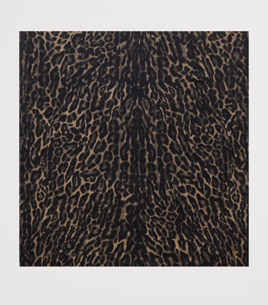 Silk-Cashmere Leopard Print Square Scarf 9760 Image 2