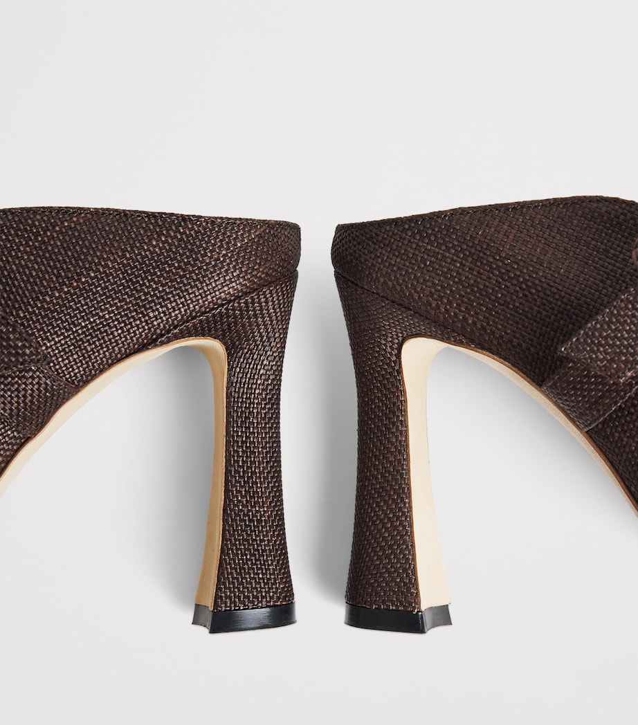 Malone Souliers Raffia Kimberly Heeled Mules 90 Dark Brown Image 7