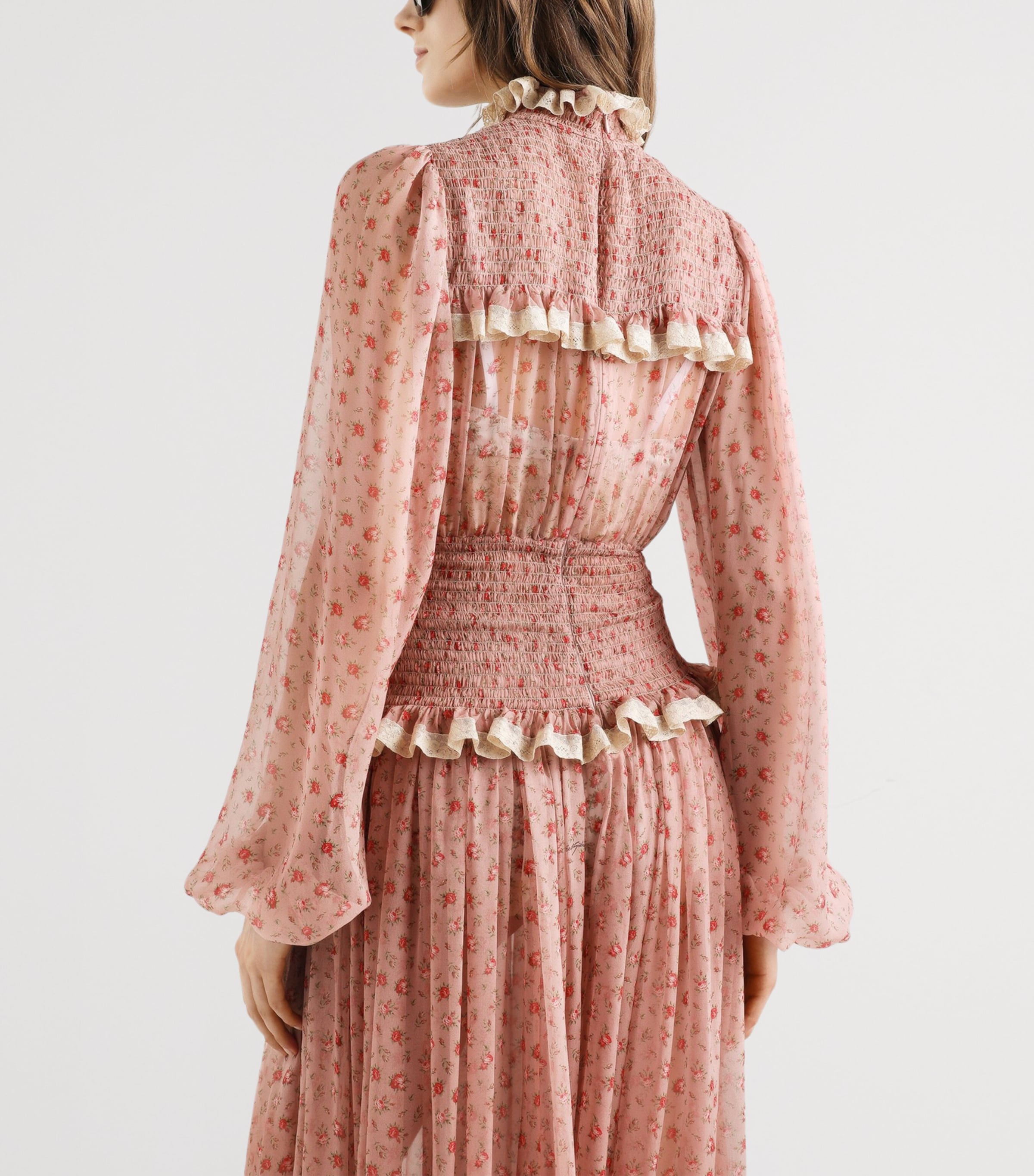 Dolce&Gabbana Womens Silk-Blend Floral Maxi Dress Rose Image 5