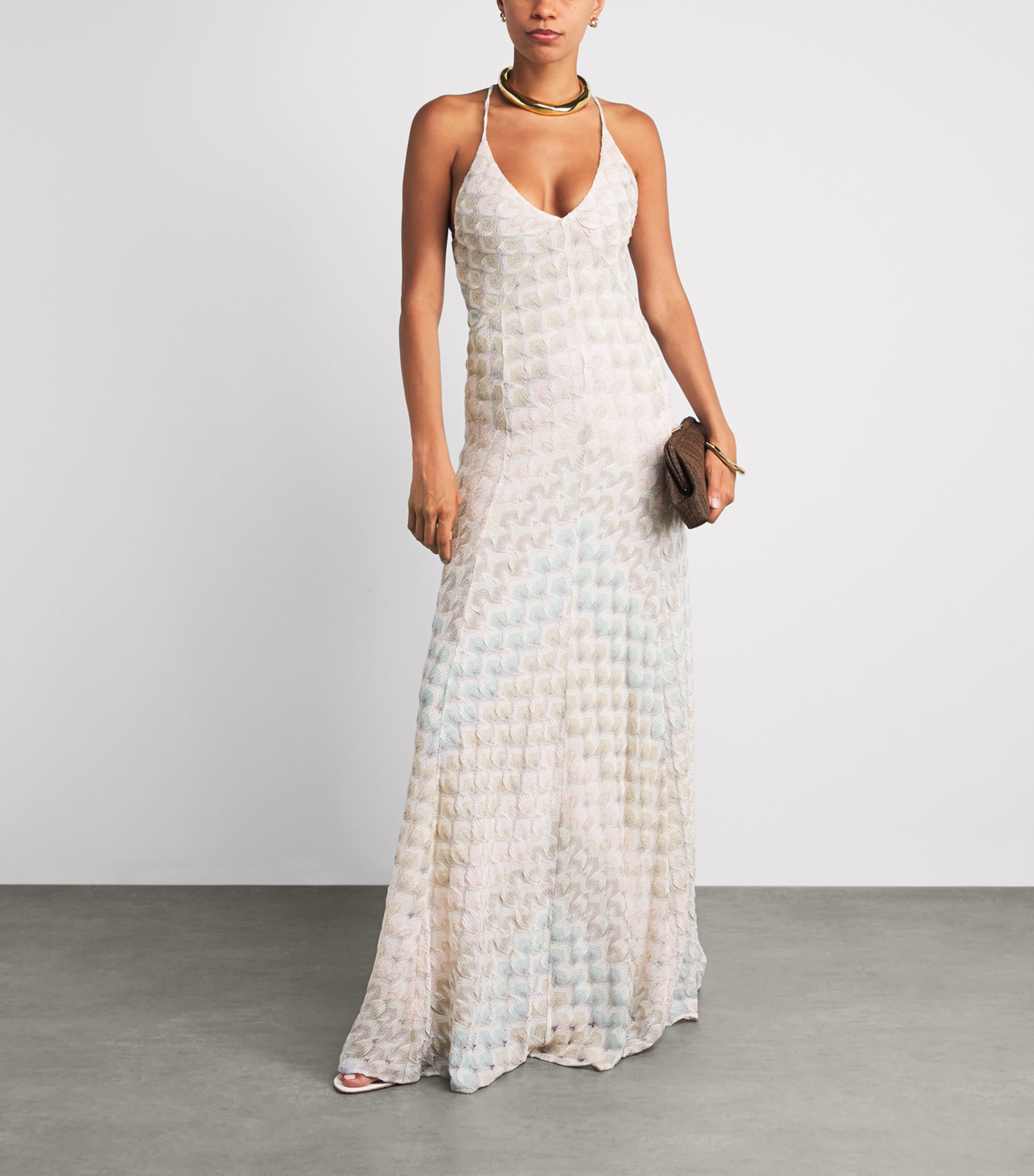Missoni Womens Lamé Lace Motif Maxi Dress Smsqb Multi B/p/w/y Image 2