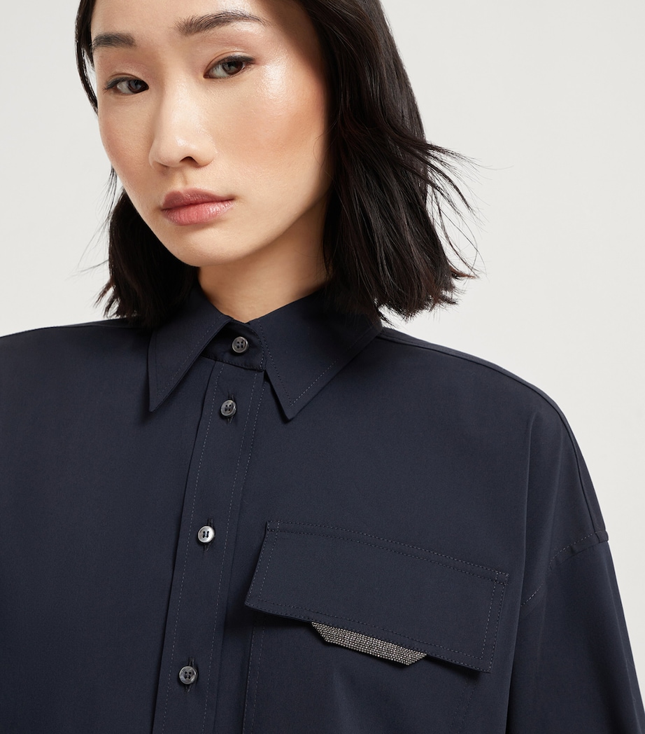 Cotton-Blend Cropped Shirt C7186 Image 6