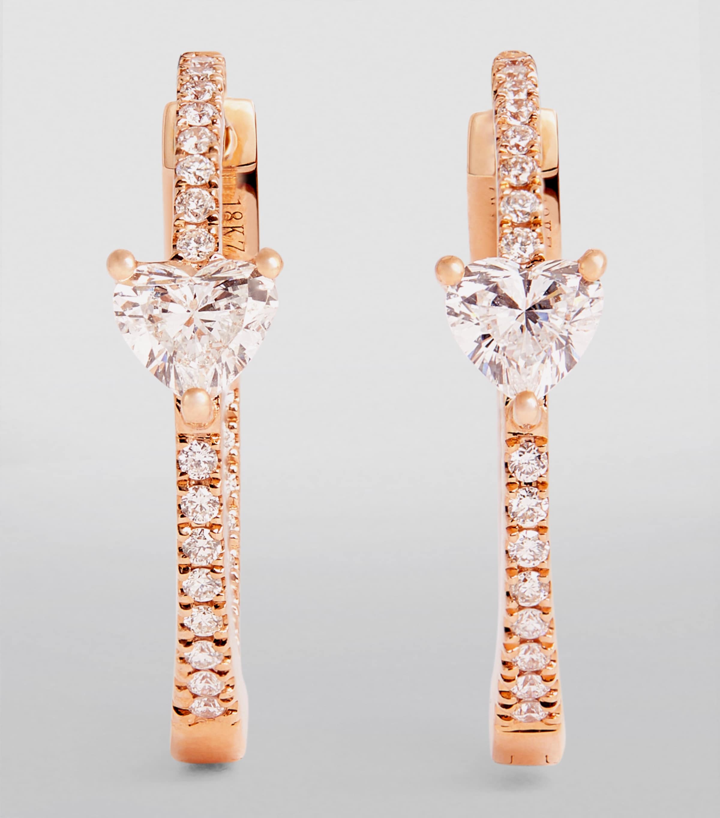 Rose Gold and Diamond Heart Earrings ROSE GOLD Image 2